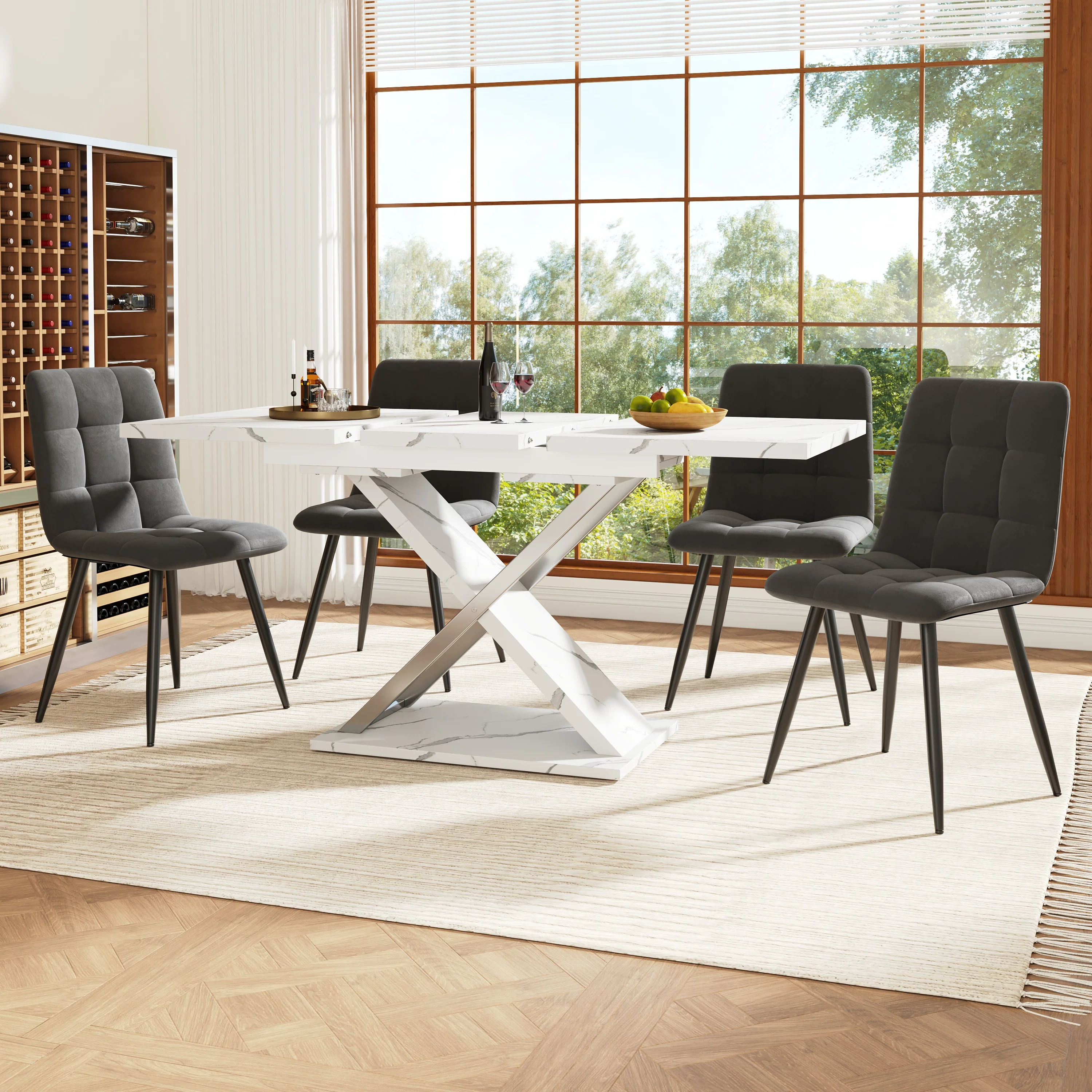 Extendable Dining Table 118-157cm Cross Legs - Image 3