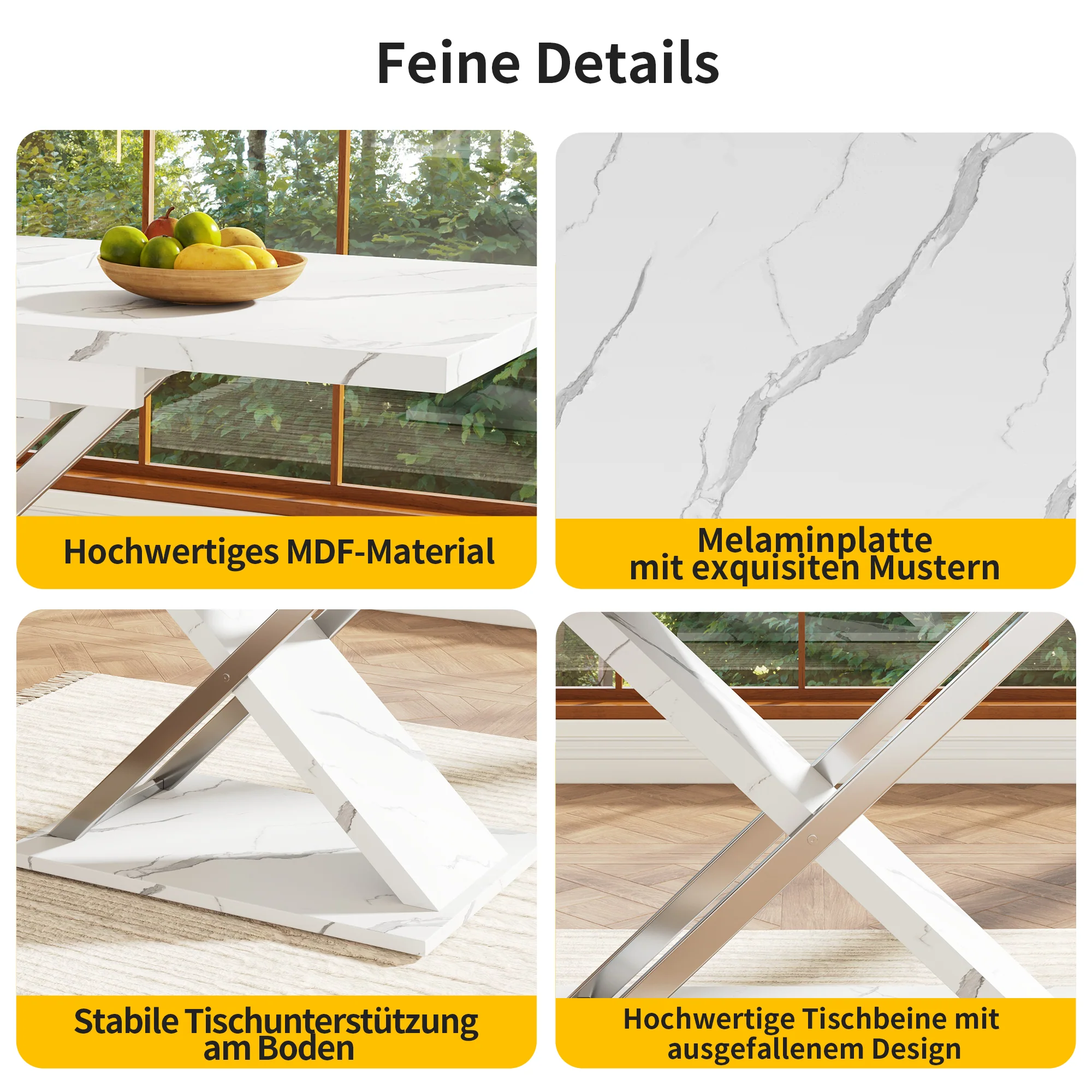 Extendable Dining Table 118-157cm Cross Legs - Image 4