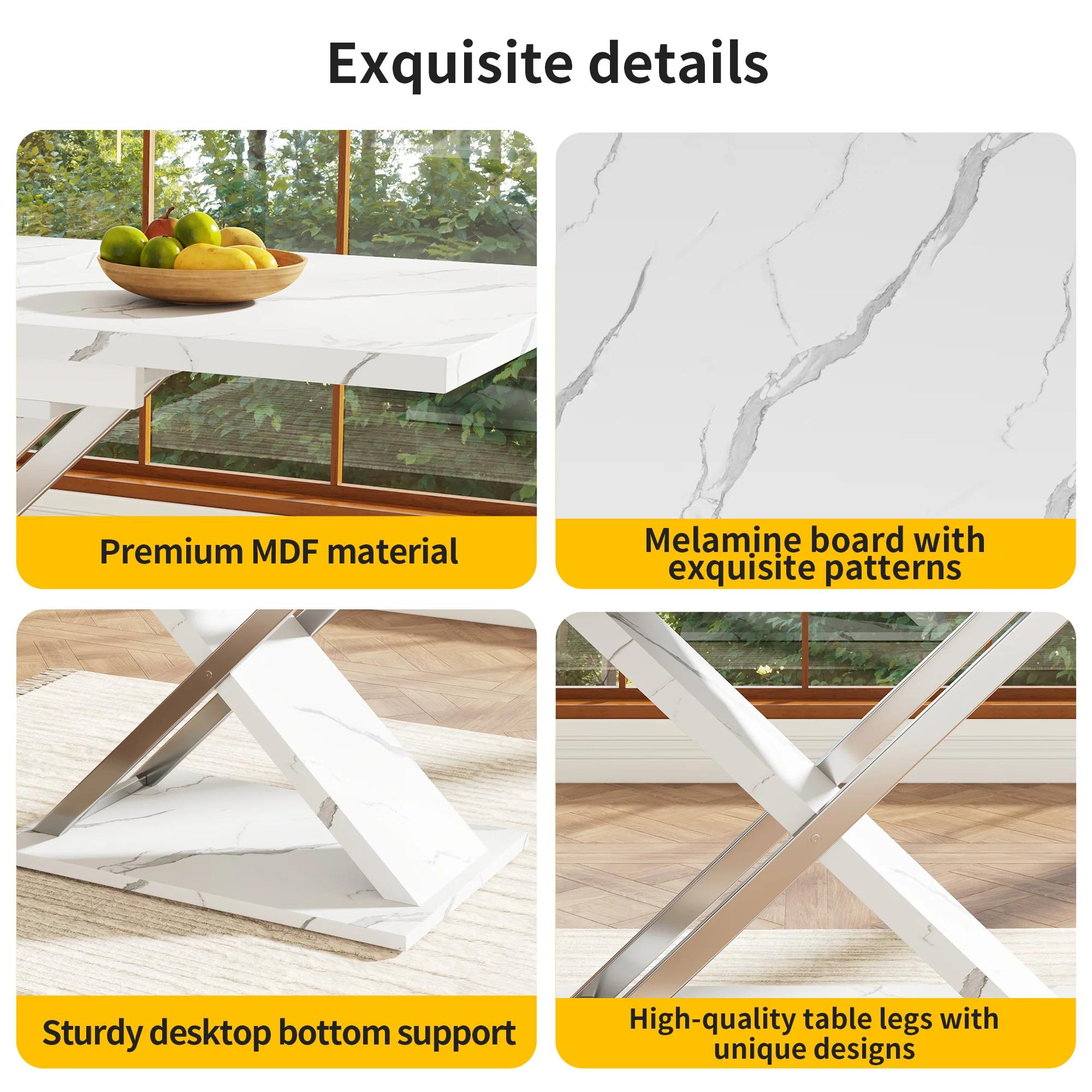 Extendable Dining Table 118-157cm Cross Legs - Image 5