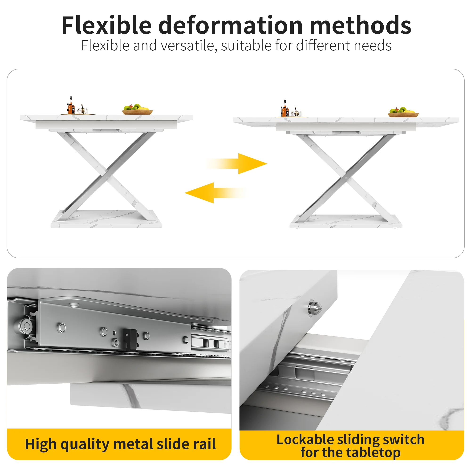Extendable Dining Table 118-157cm Cross Legs - Image 7