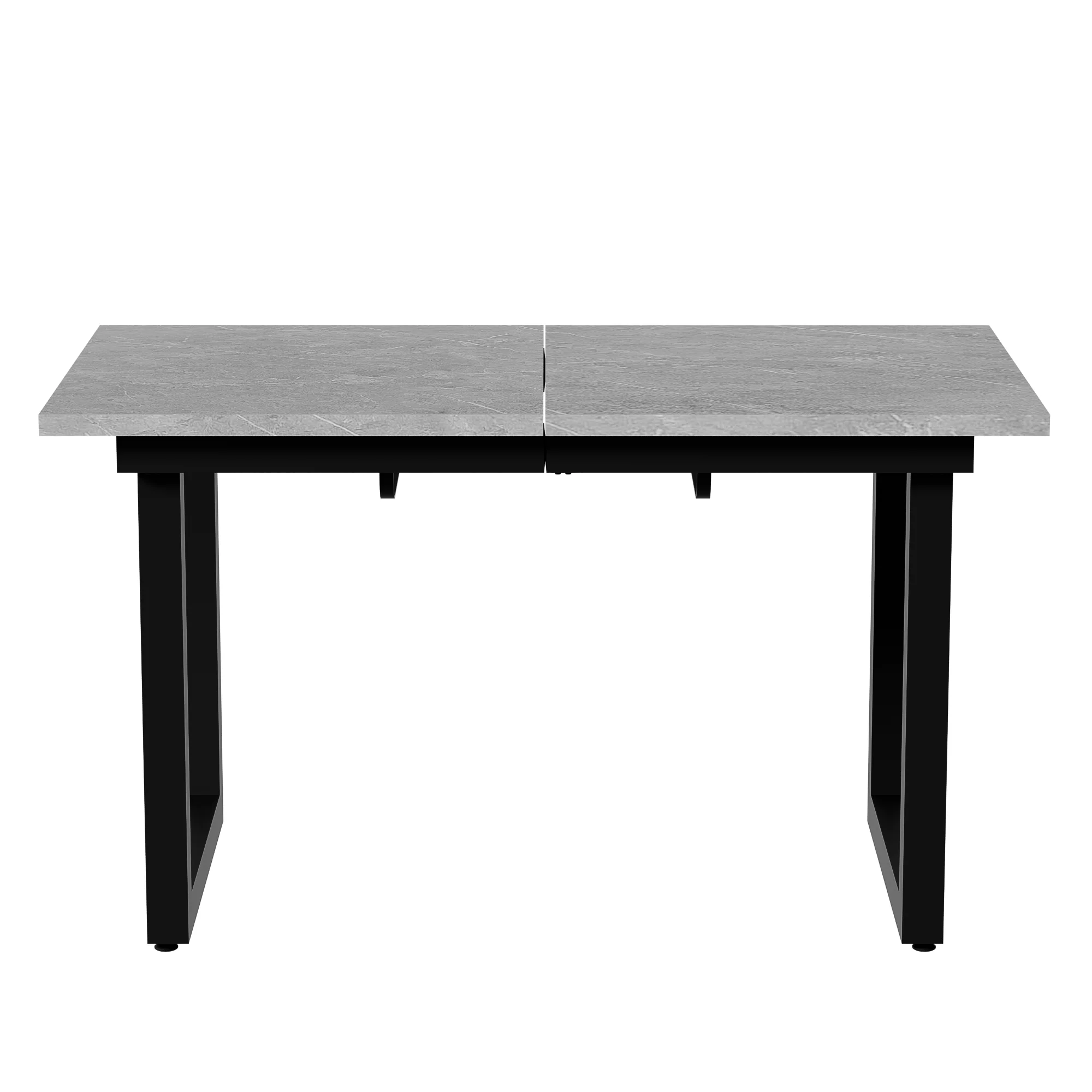 Extendable Dining Table 140/180cm Rectangular Industrial Style - Concrete Look/Black - Image 9