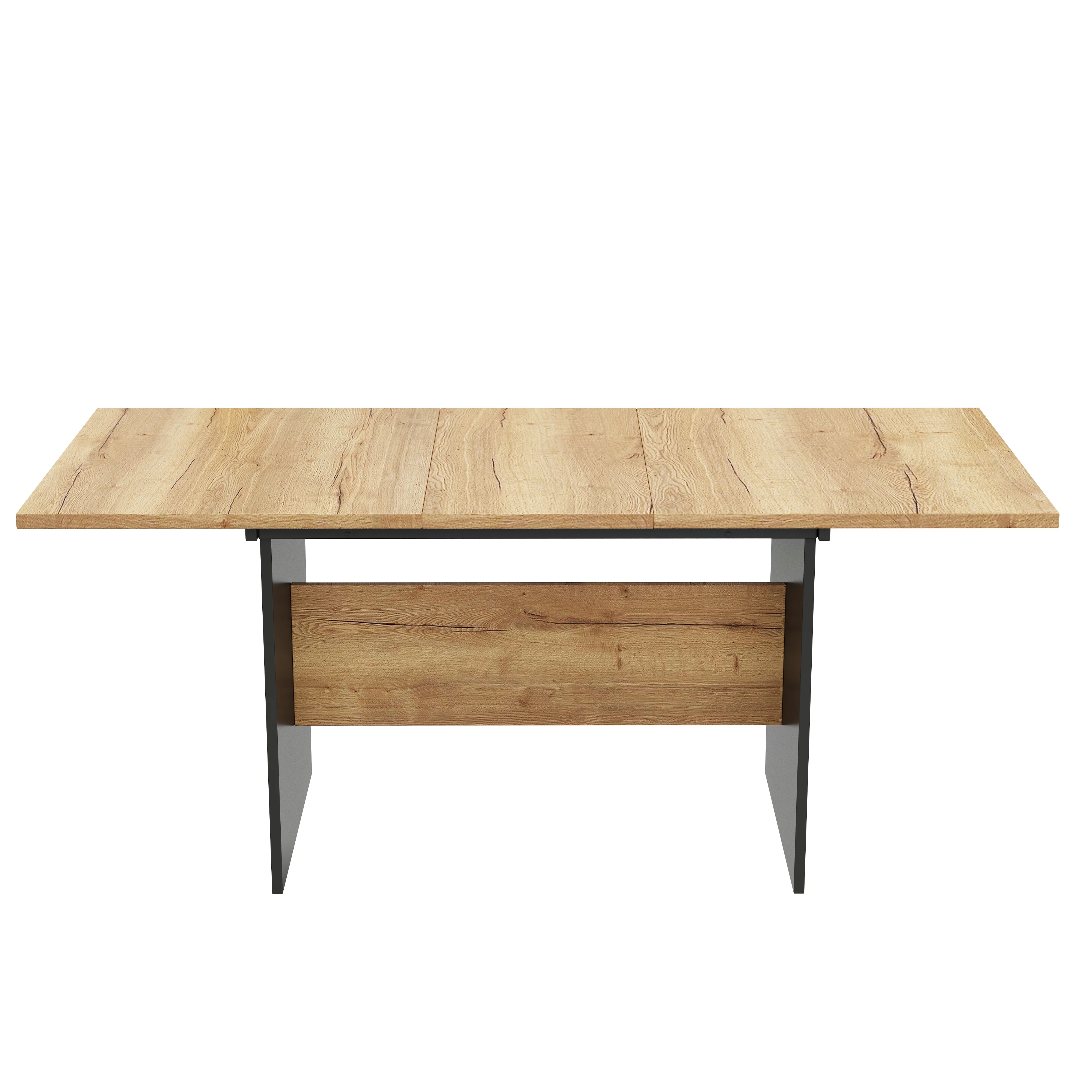 Extendable Dining Table 140/180x80cm Rectangular Wood Grain Minimalist Style Natural - Image 9