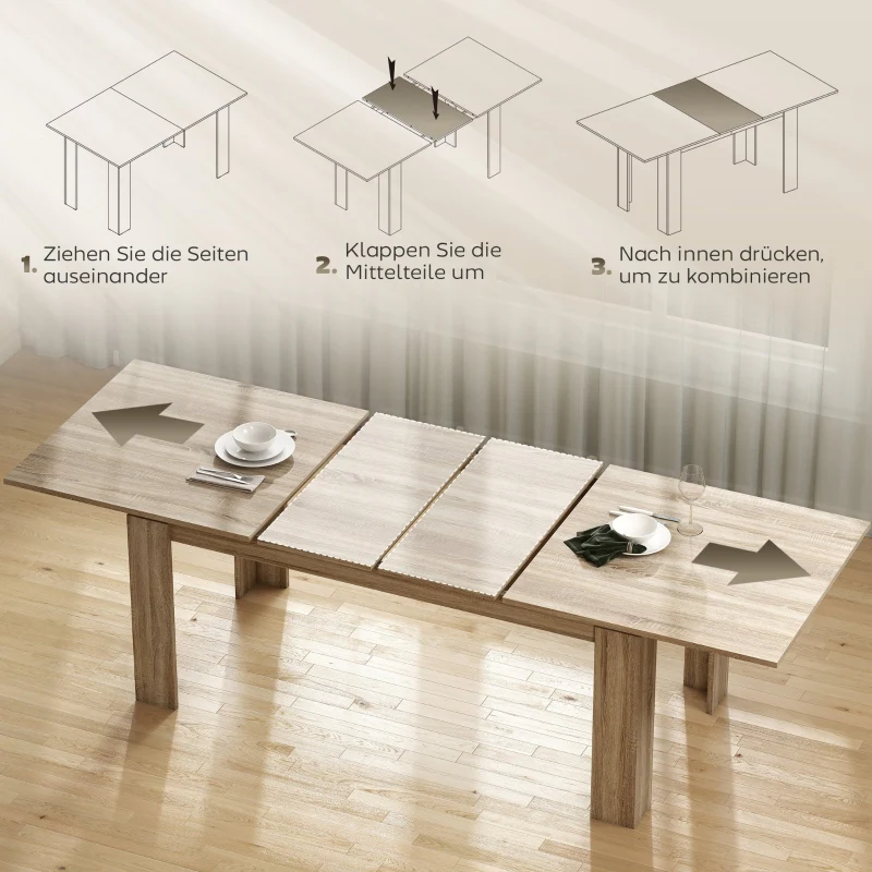Extendable Dining Table Expandable 180-260cm 6-10 Seater Wood - Image 6