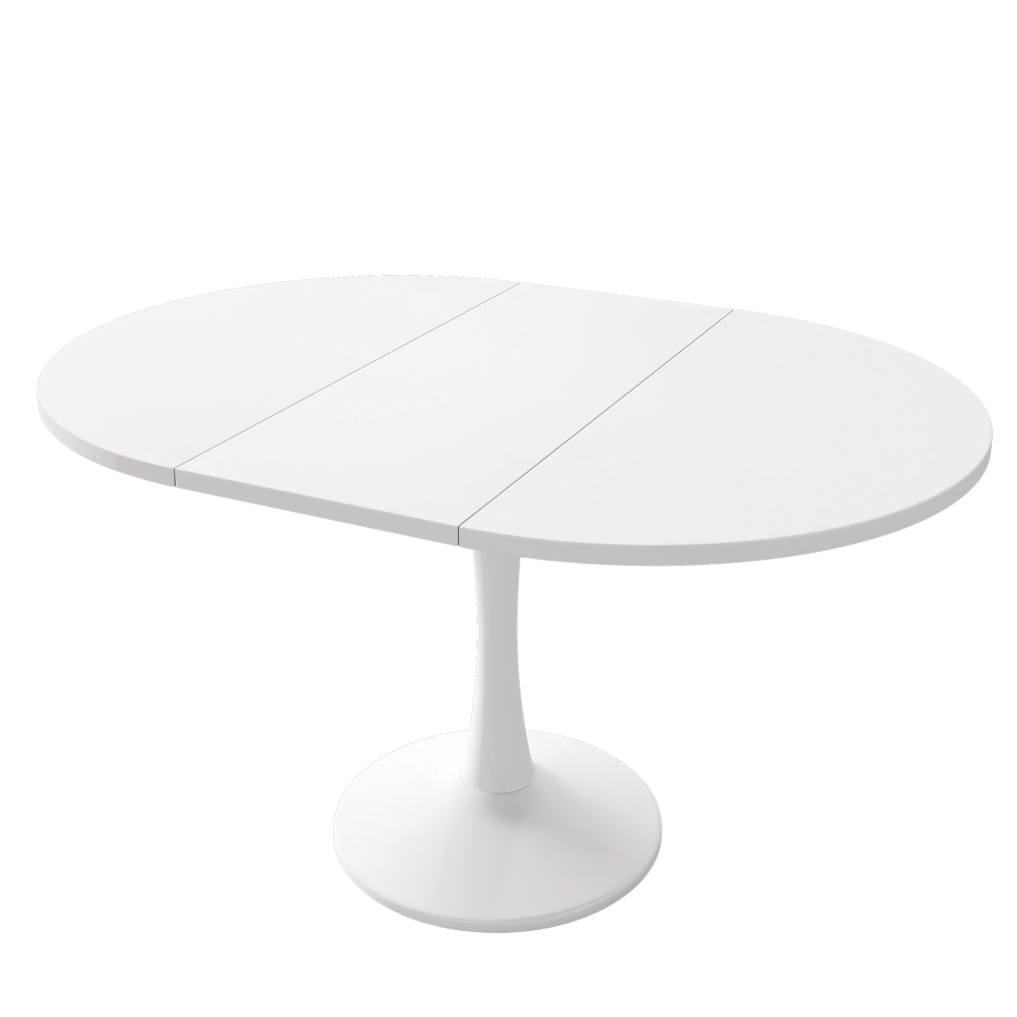 Extendable Dining Table Oval 100/140x100cm Modern Simple - White - Image 10