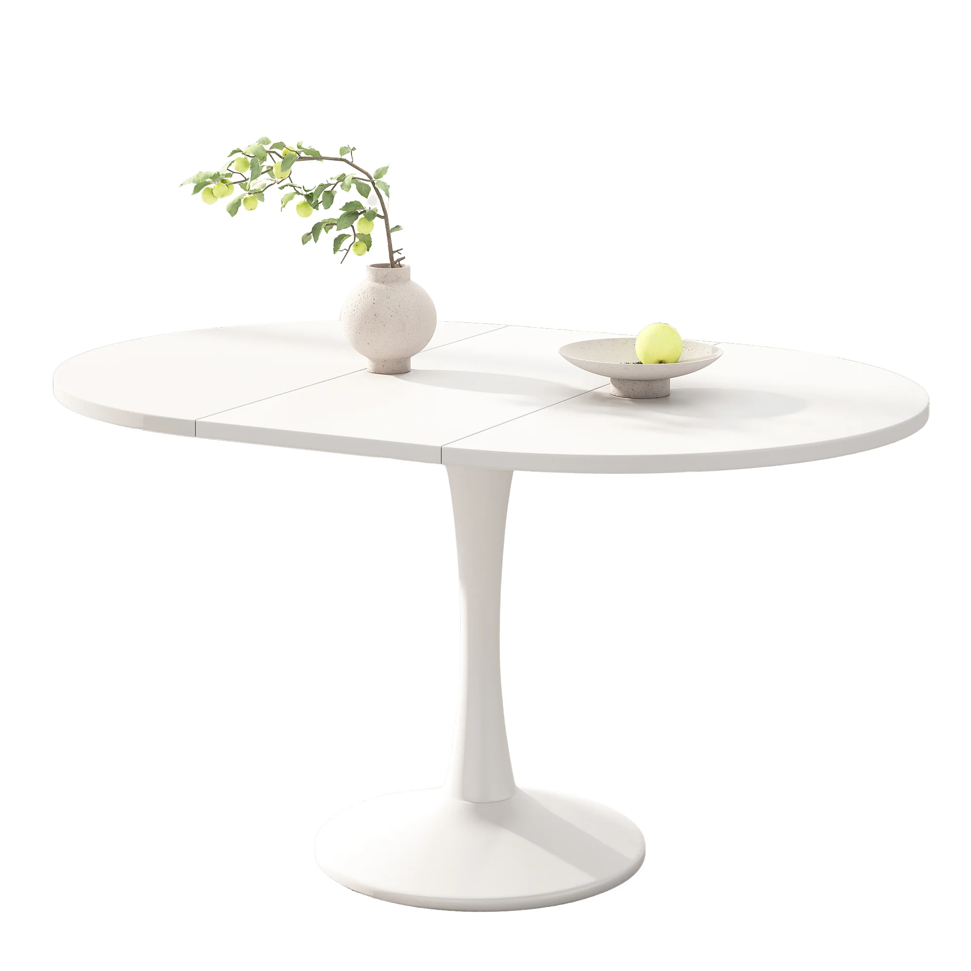 Extendable Dining Table Oval 100/140x100cm Modern Simple - White - Image 6