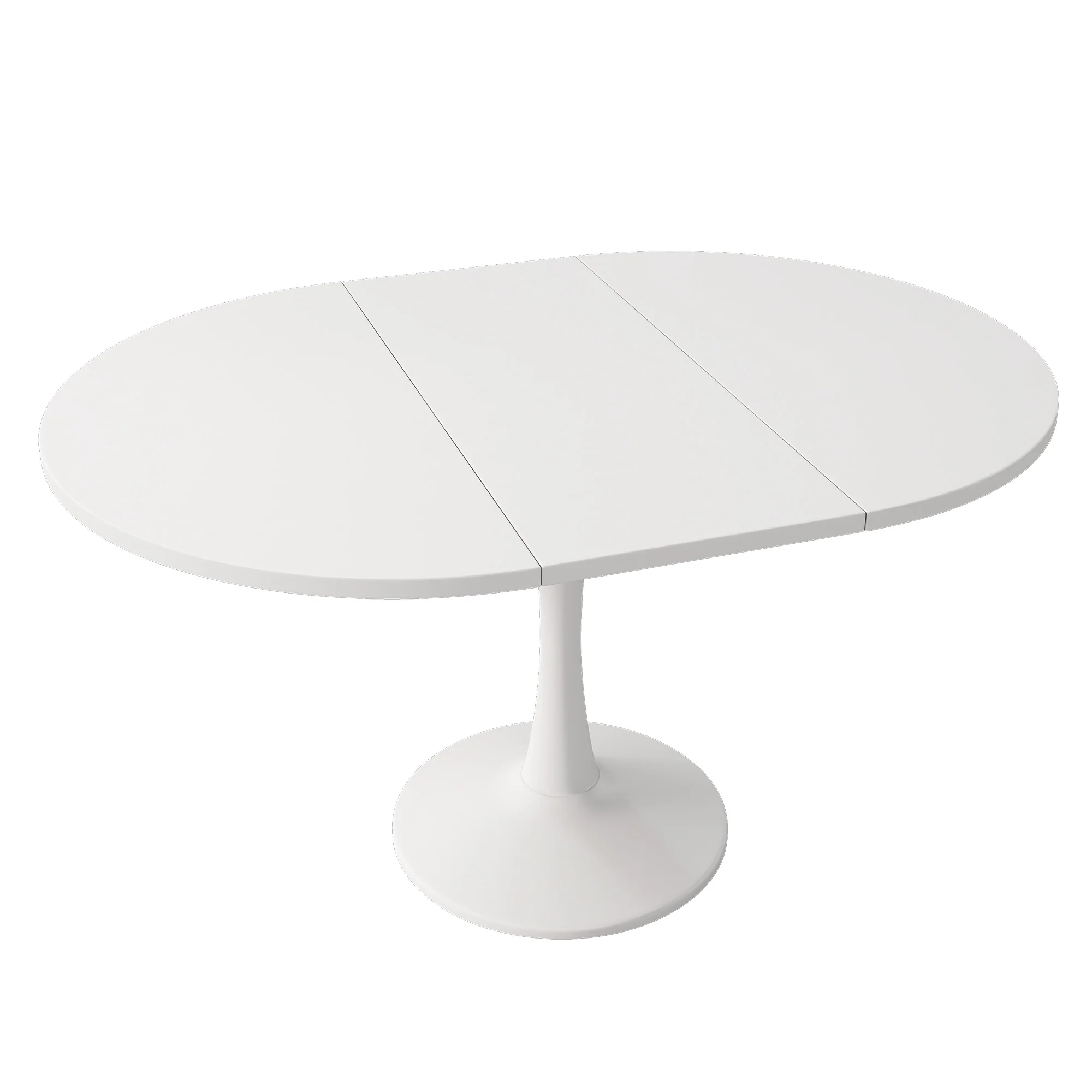Extendable Dining Table Oval 100/140x100cm Modern Simple - White - Image 8