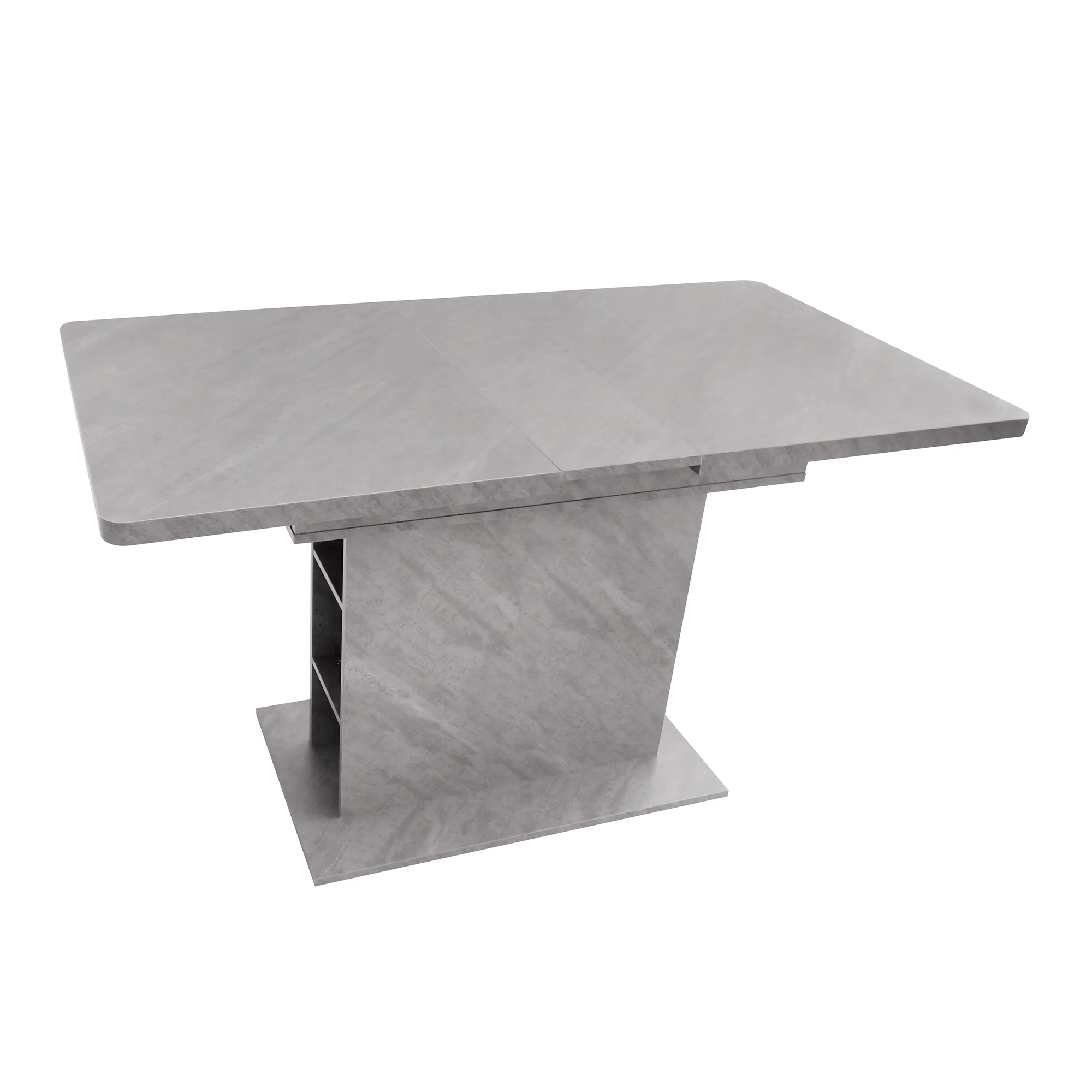 Extendable Dining Table Rectangular Storage Iron - Concrete Look - Image 10