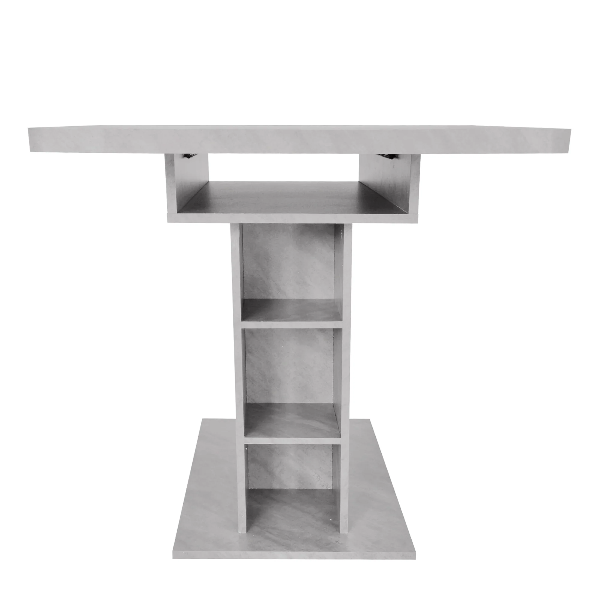 Extendable Dining Table Rectangular Storage Iron - Concrete Look - Image 6