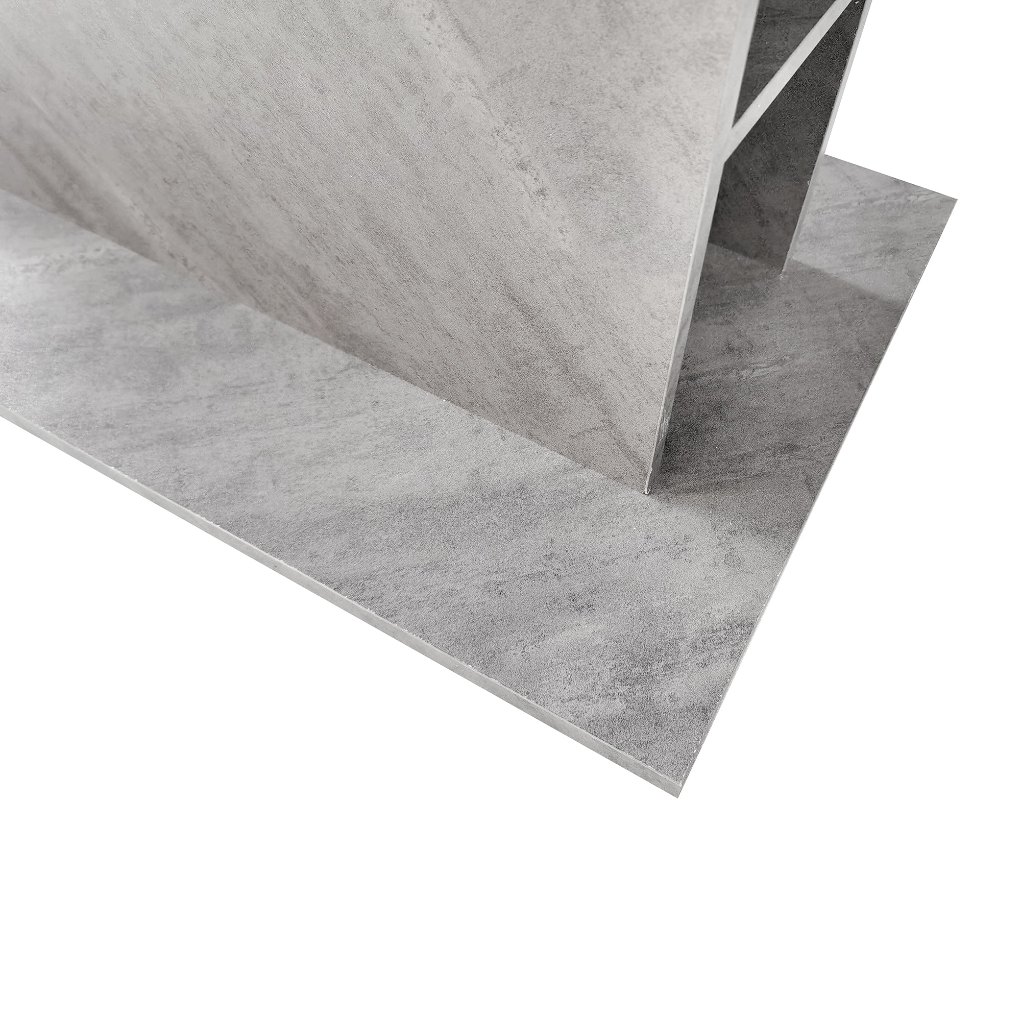 Extendable Dining Table Rectangular Storage Iron - Concrete Look - Image 9