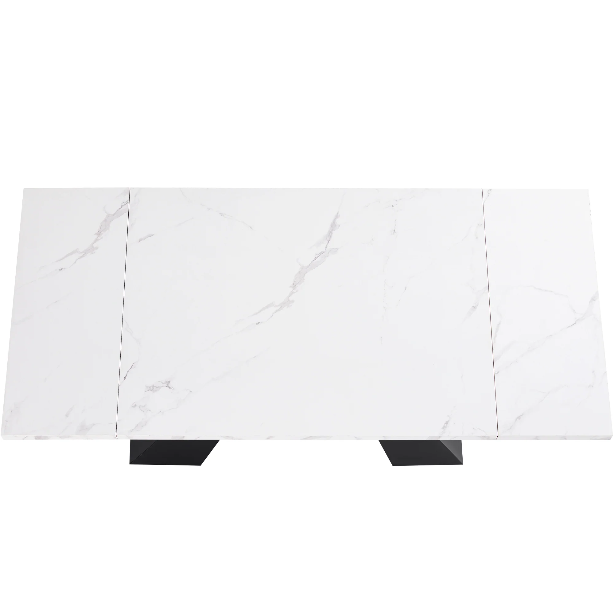Extendable Dining Table Telescopic 99-159cm Space-Saving Pedestal Legs - White - Image 5