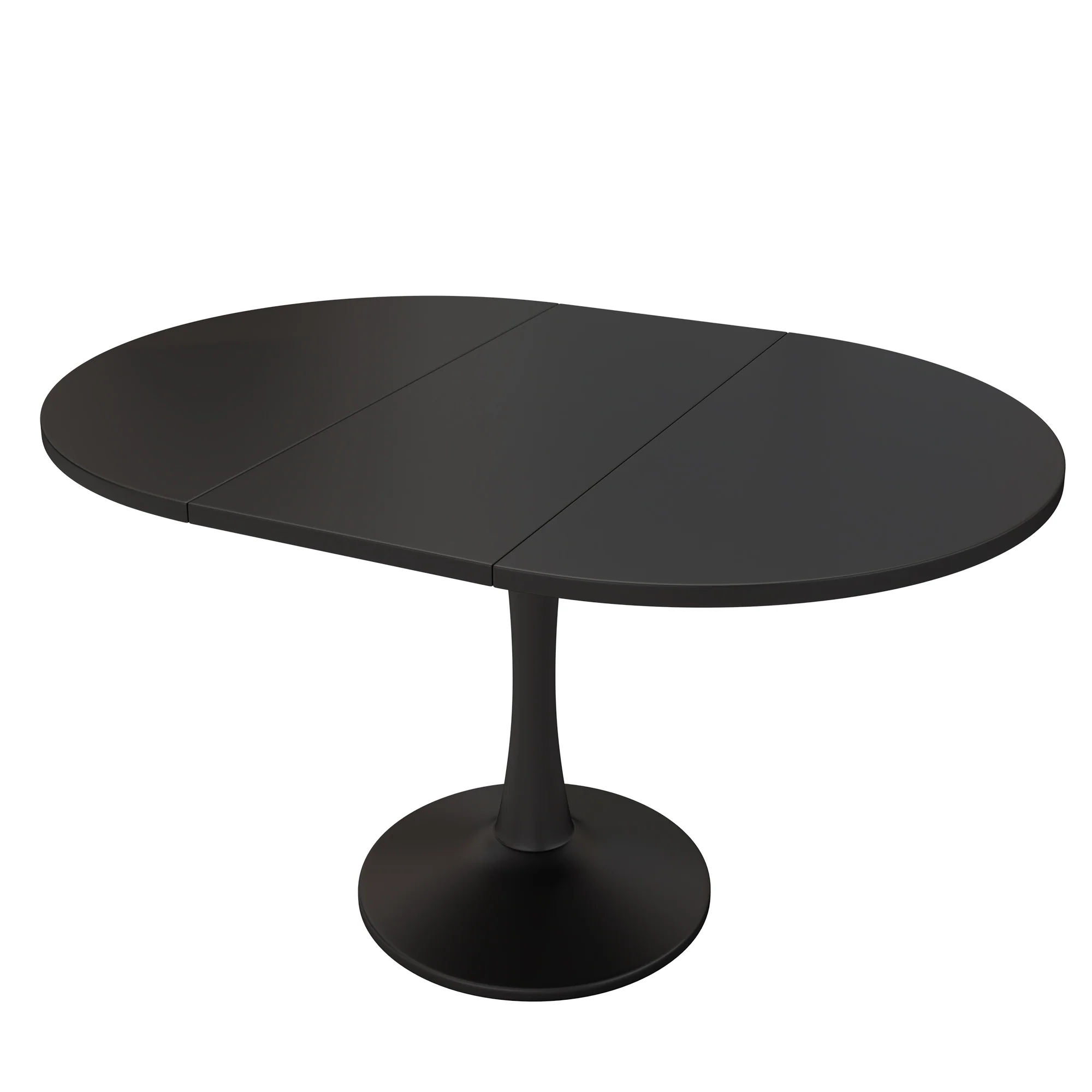 Extendable Oval Dining Table 100/140x100cm Modern - Black - Image 9