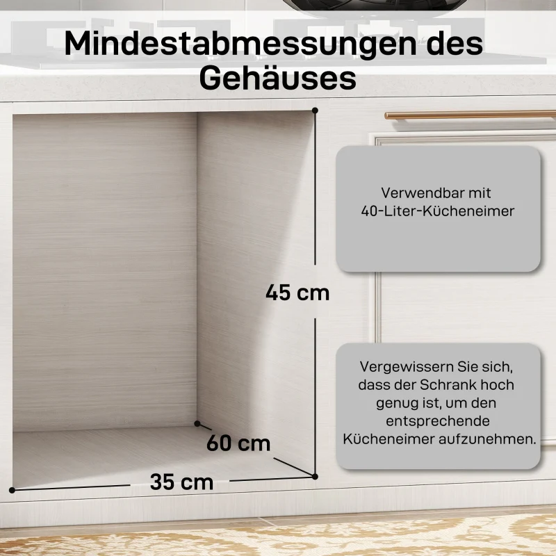 Extendable Waste Bin 2x 20L Removable Containers Plastic Metal Grey - Image 5
