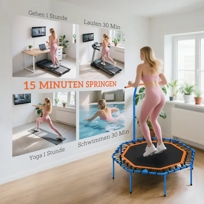 Fitness Trampoline Adjustable Handlebar - Blue - Image 8