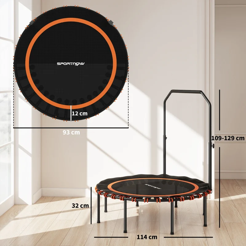 Fitness Trampoline Adjustable Handrail Indoor/Outdoor - Orange - Image 4