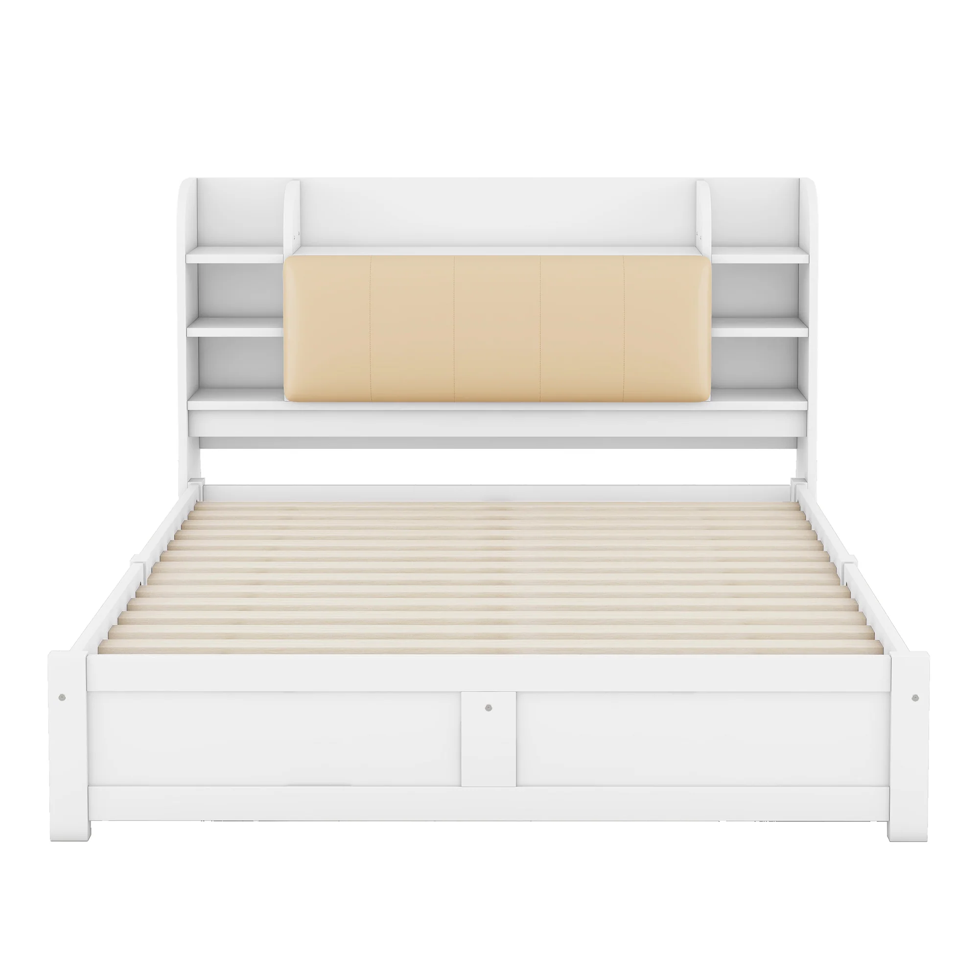 Flat Bed 160x200cm Fold-Down Headboard 4 Drawers Storage - White - Image 7