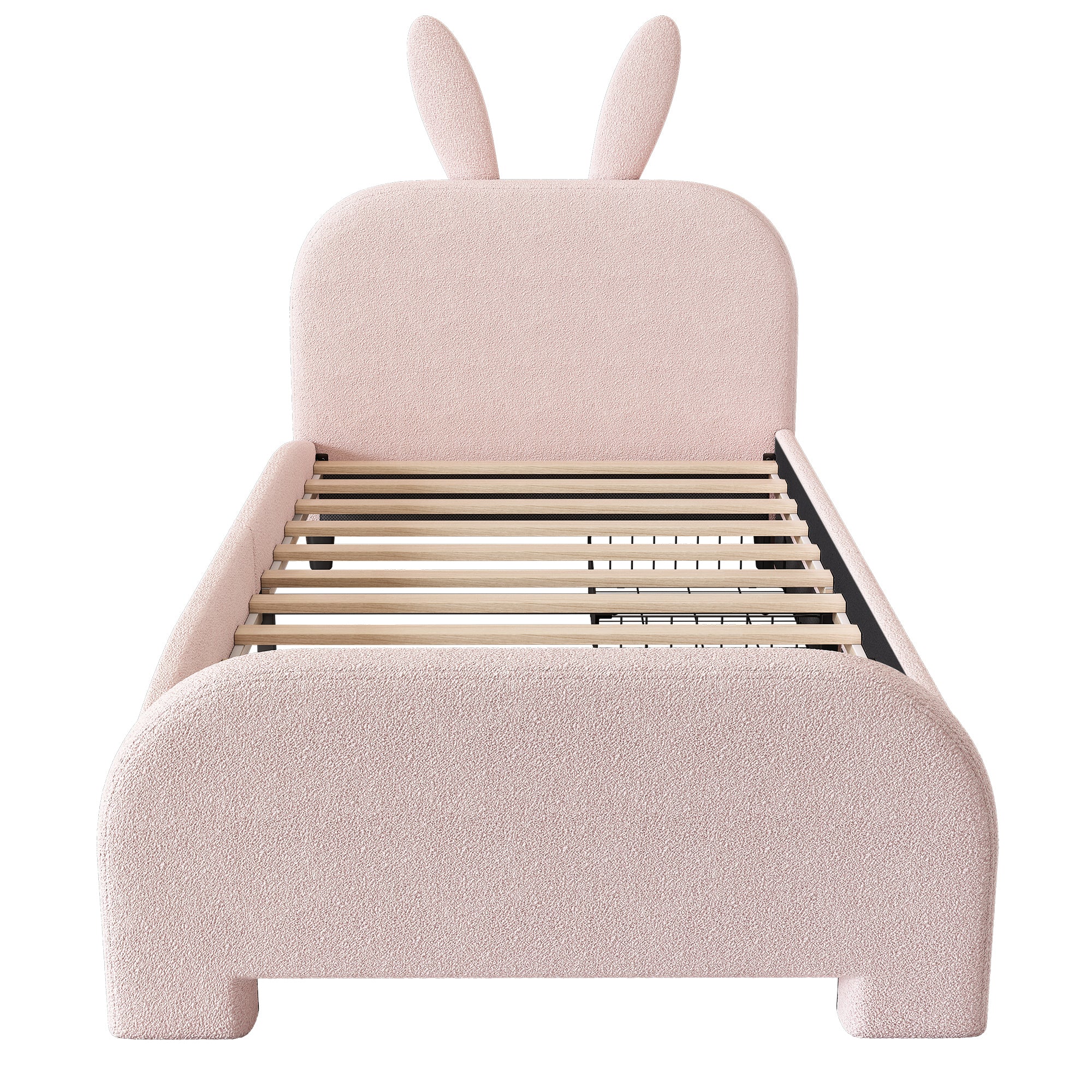 Flat Bed 90x200cm Cartoon Rabbit Shape 2 Drawers - Pink - Image 9