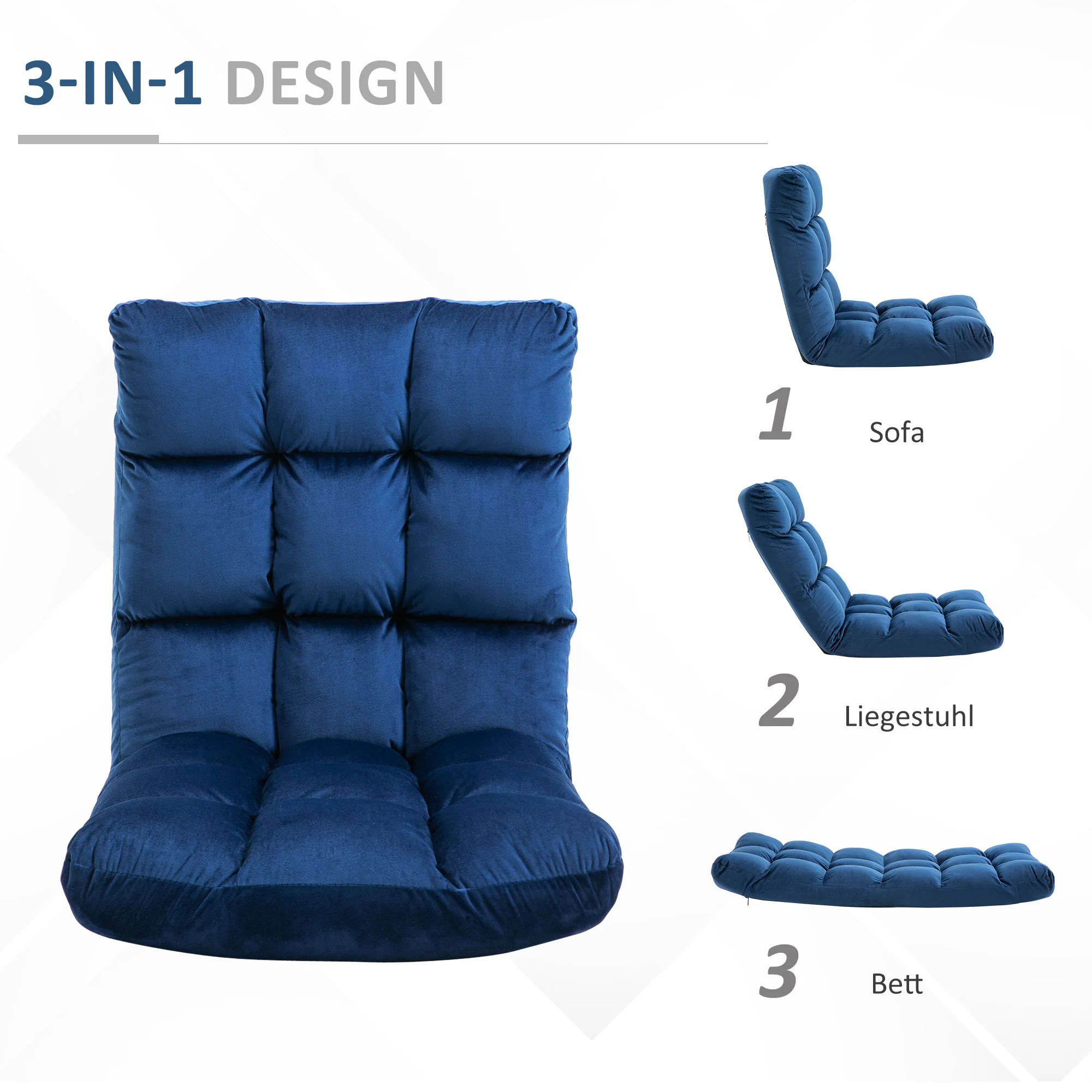 Floor Chair, 3-in-1 Foldable 13-Position, Metal Foam - Image 4