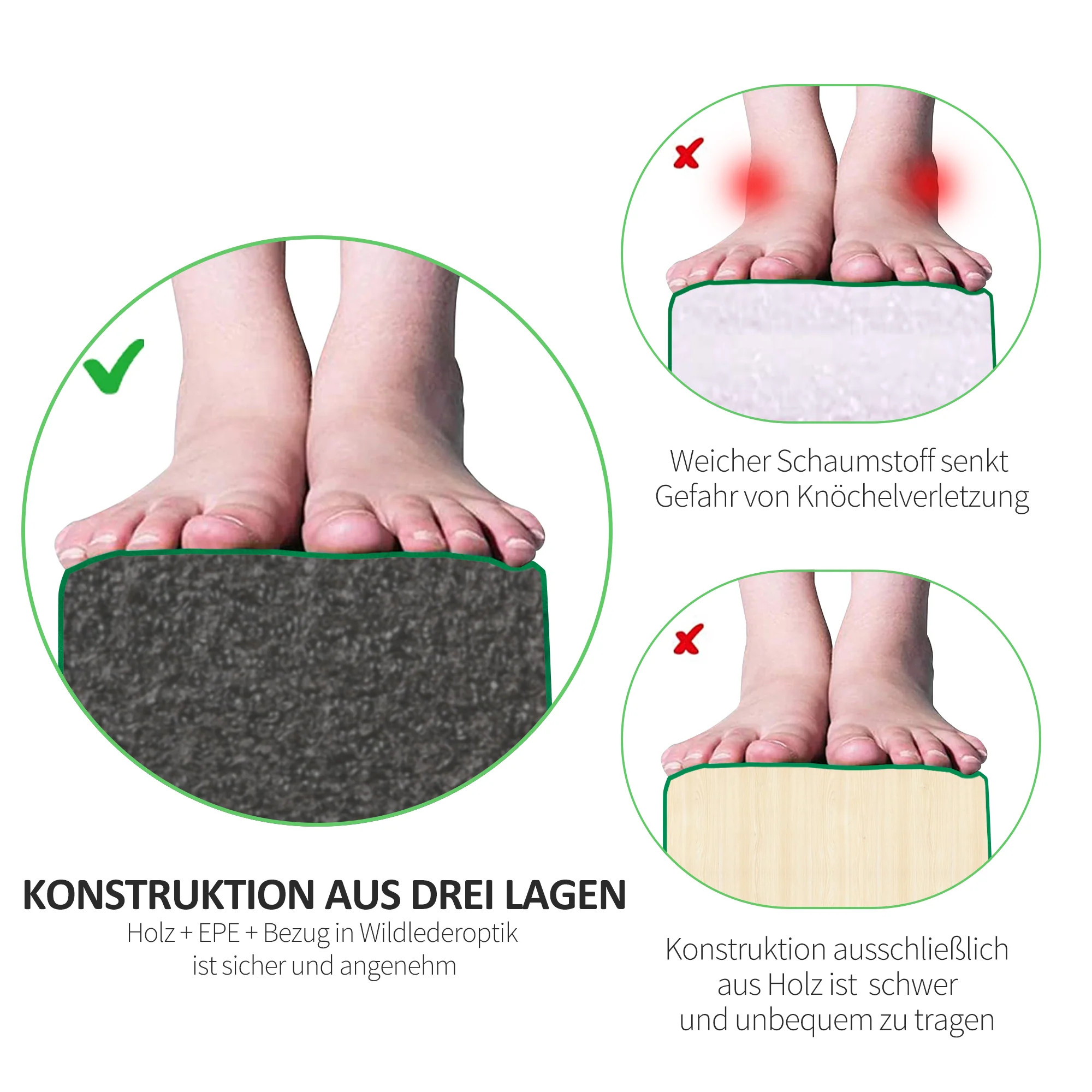 Foldable Balance Beam Non-Slip Suede Cover Sturdy Wood - Green - Image 6