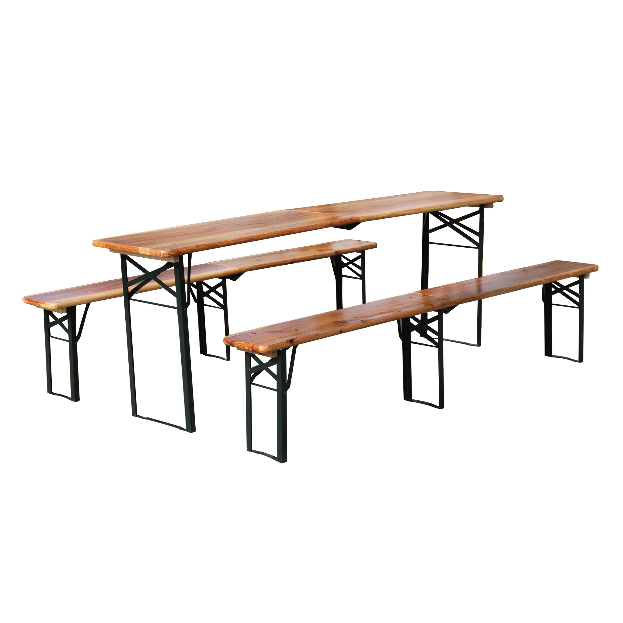 Foldable Beer Garden Set 220 cm 3-Piece Space-Saving - Solid Pine - Image 8