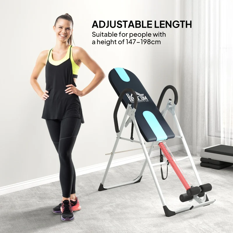 Foldable Inversion Table for Back Therapy, Home Fitness Bench - Black - Image 5