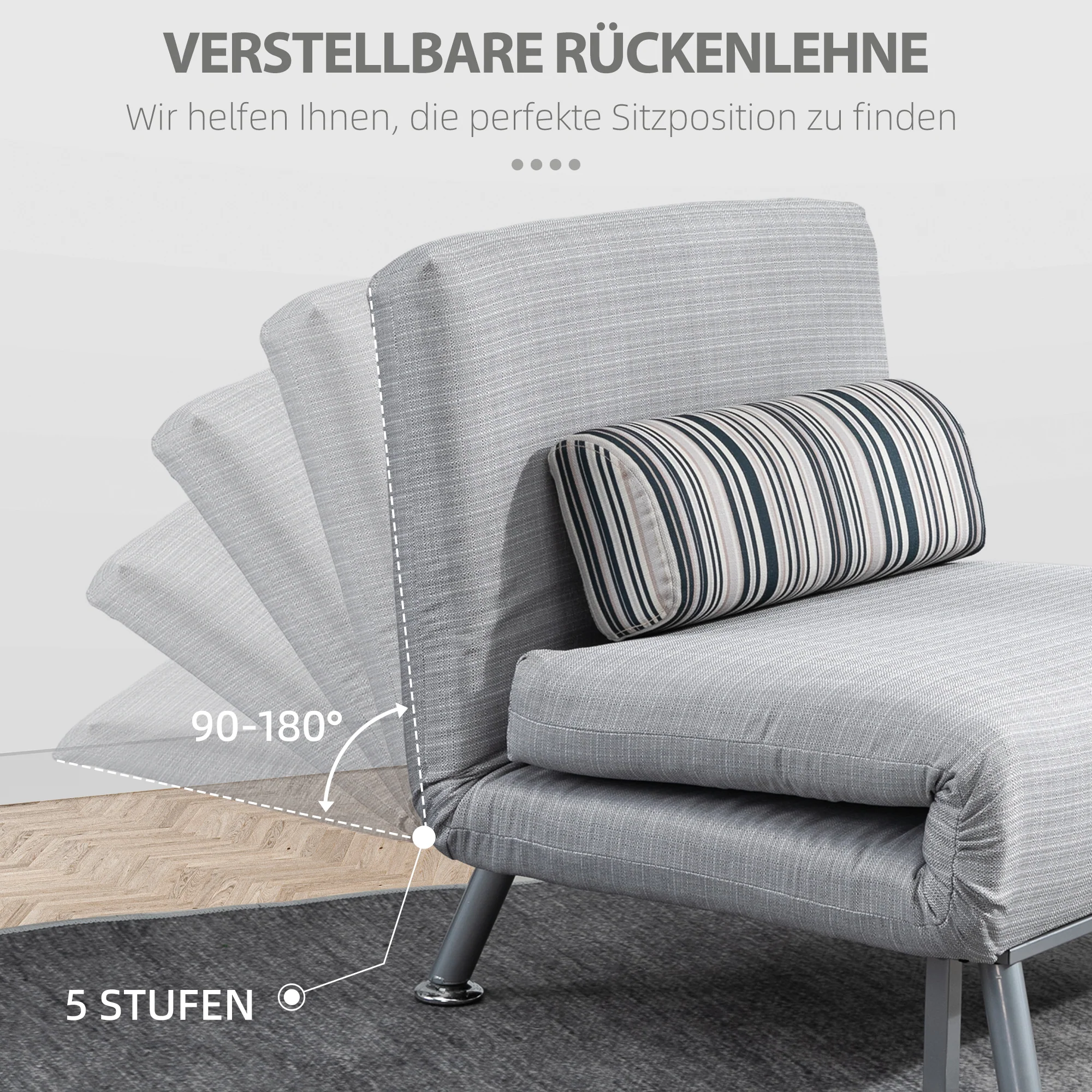 Folding Bed Sleeper Chair Guest Bed Sofa, Folding Mattress Metal, Grey 75x70x75cm - Image 4