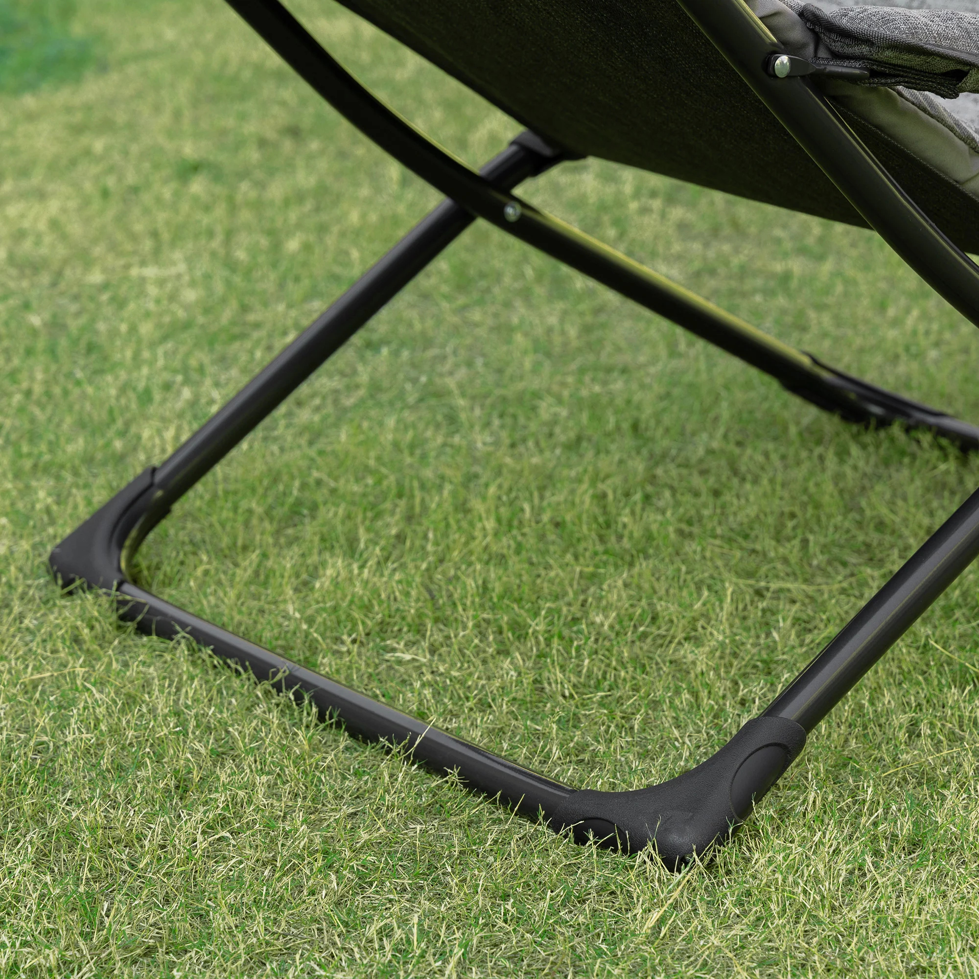 Folding Chair Lounger Removable Cushion Flexible Garden/Camping Steel Grey - Image 7