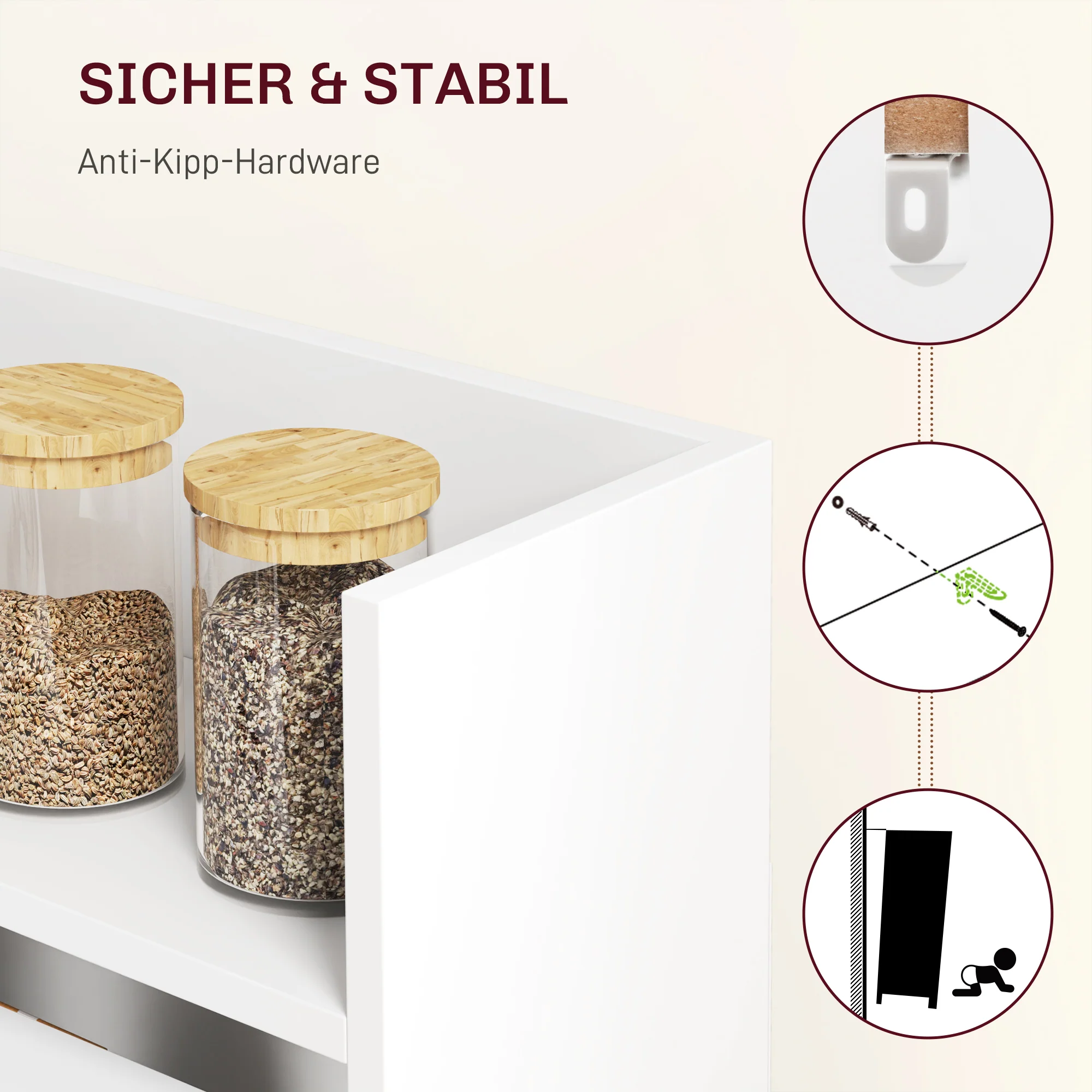 Folding Dining Table Space-Saving 4 Shelves Anti-Tip - White - Image 6