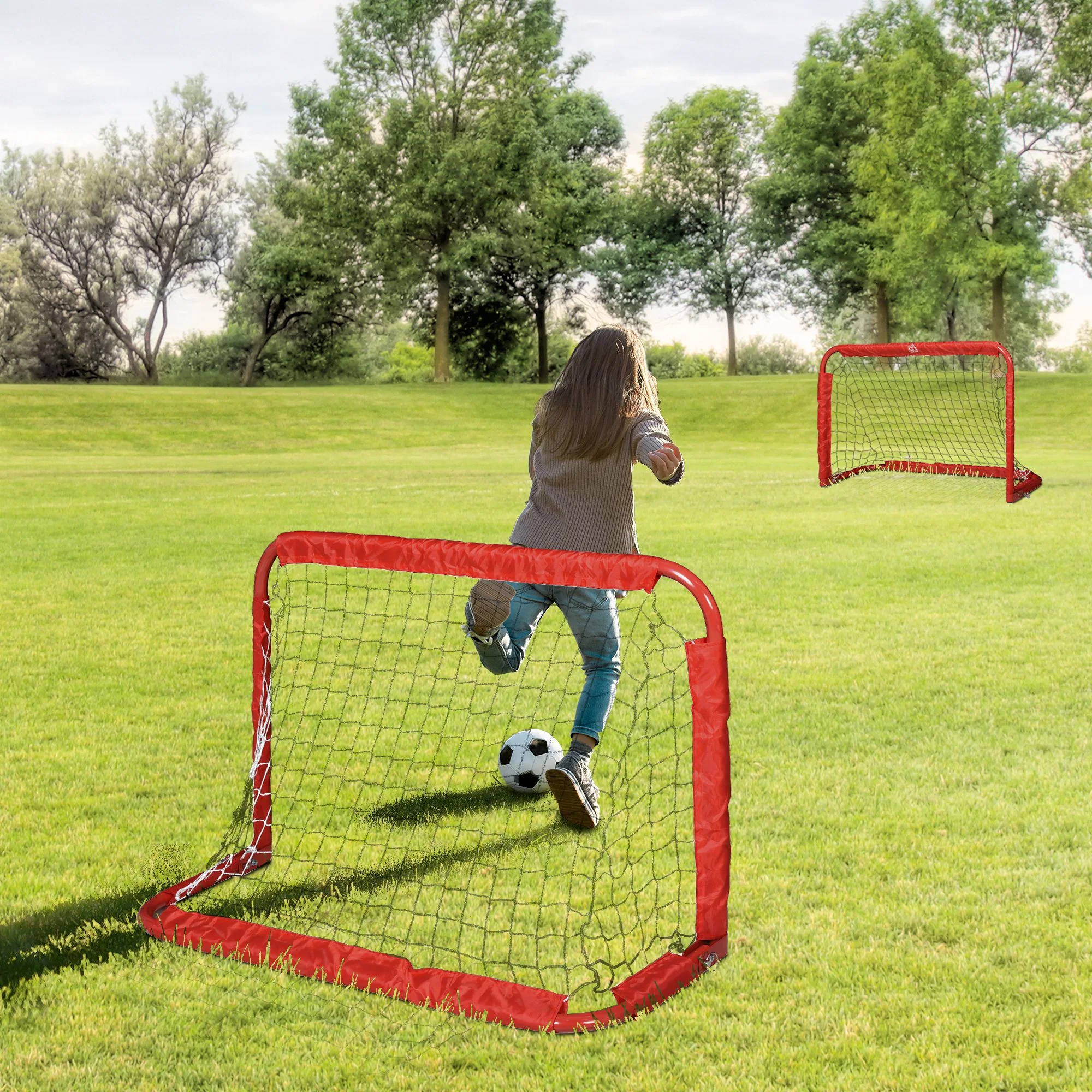 Football Goals 2 Mini Foldable Steel and Tetrolon Red - Image 2