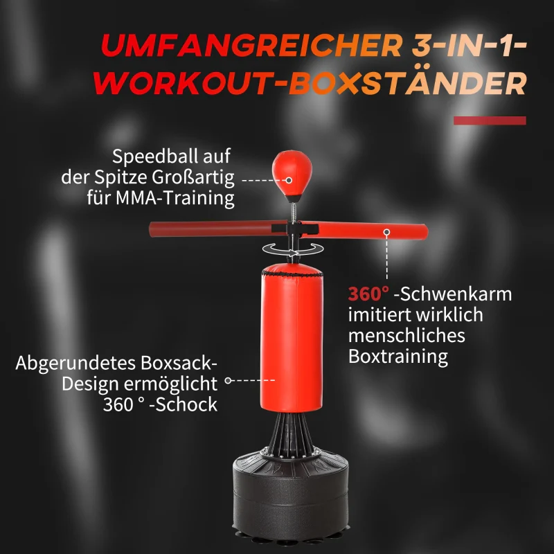 Freestanding Punching Bag with Reflex Ball 360° Bar Suction Base - Adjustable 155-205 cm - Image 3