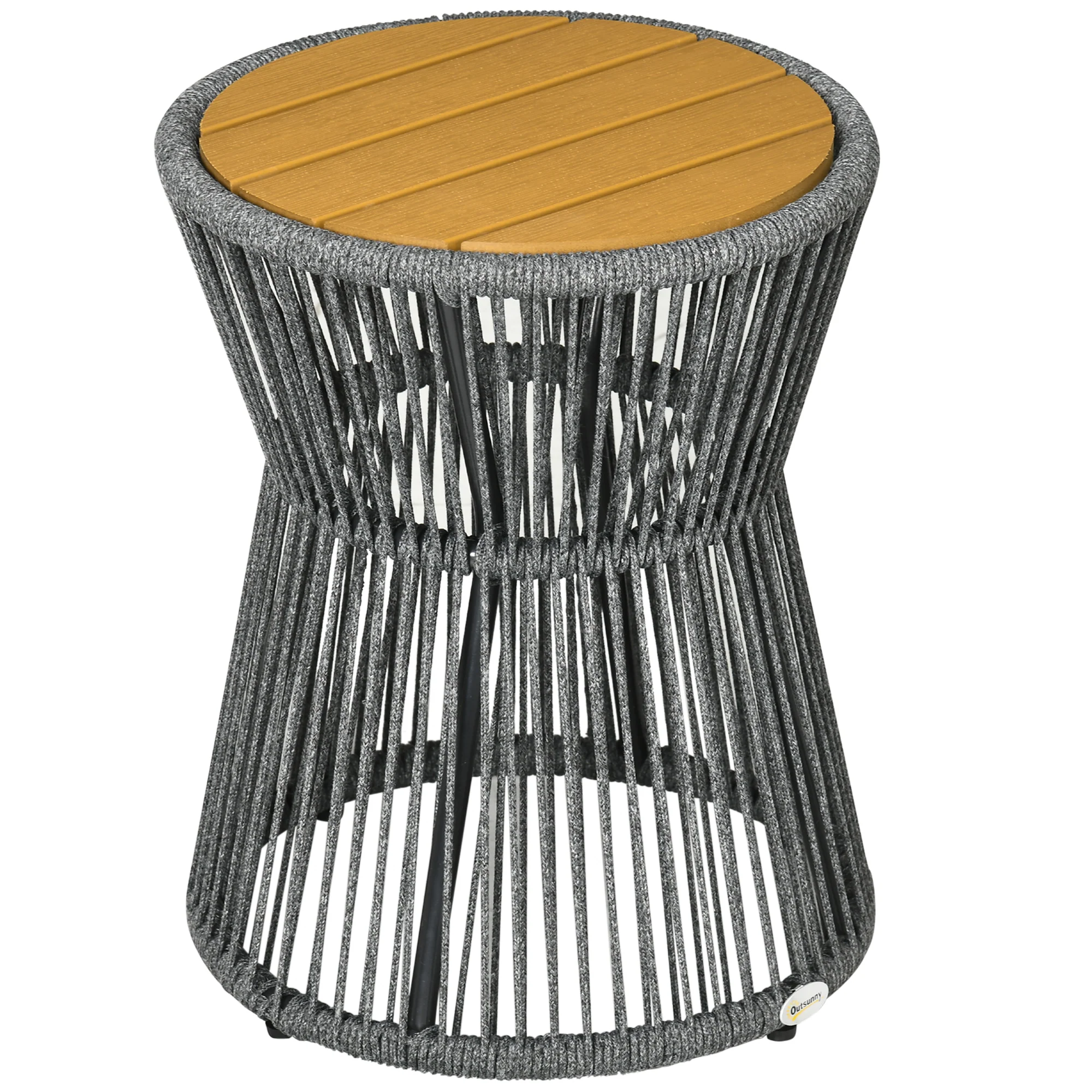 Garden/Bistro/Coffee Table, Adjustable Feet, Plastic Tabletop, Dark Grey + Natural