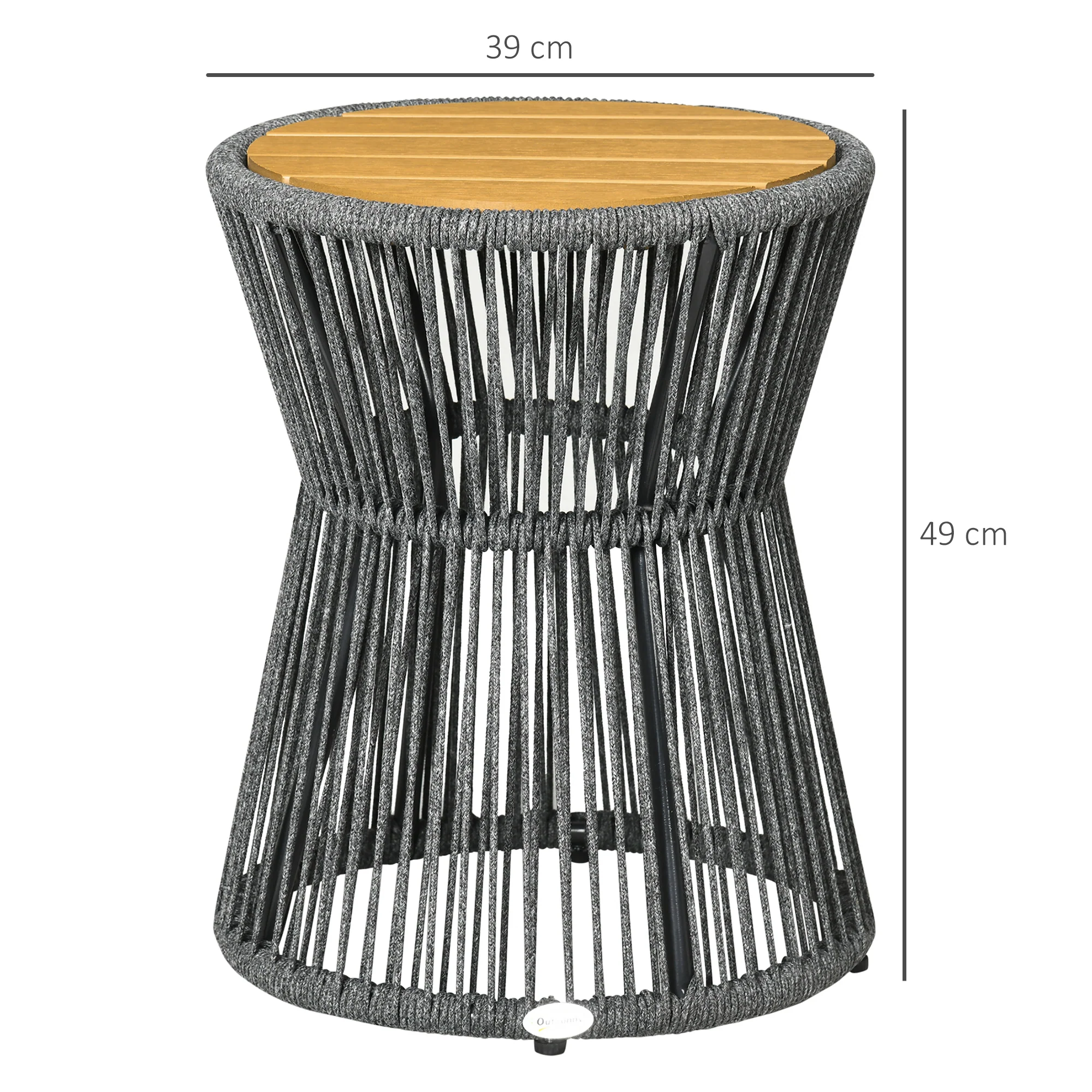 Garden/Bistro/Coffee Table, Adjustable Feet, Plastic Tabletop, Dark Grey + Natural - Image 3