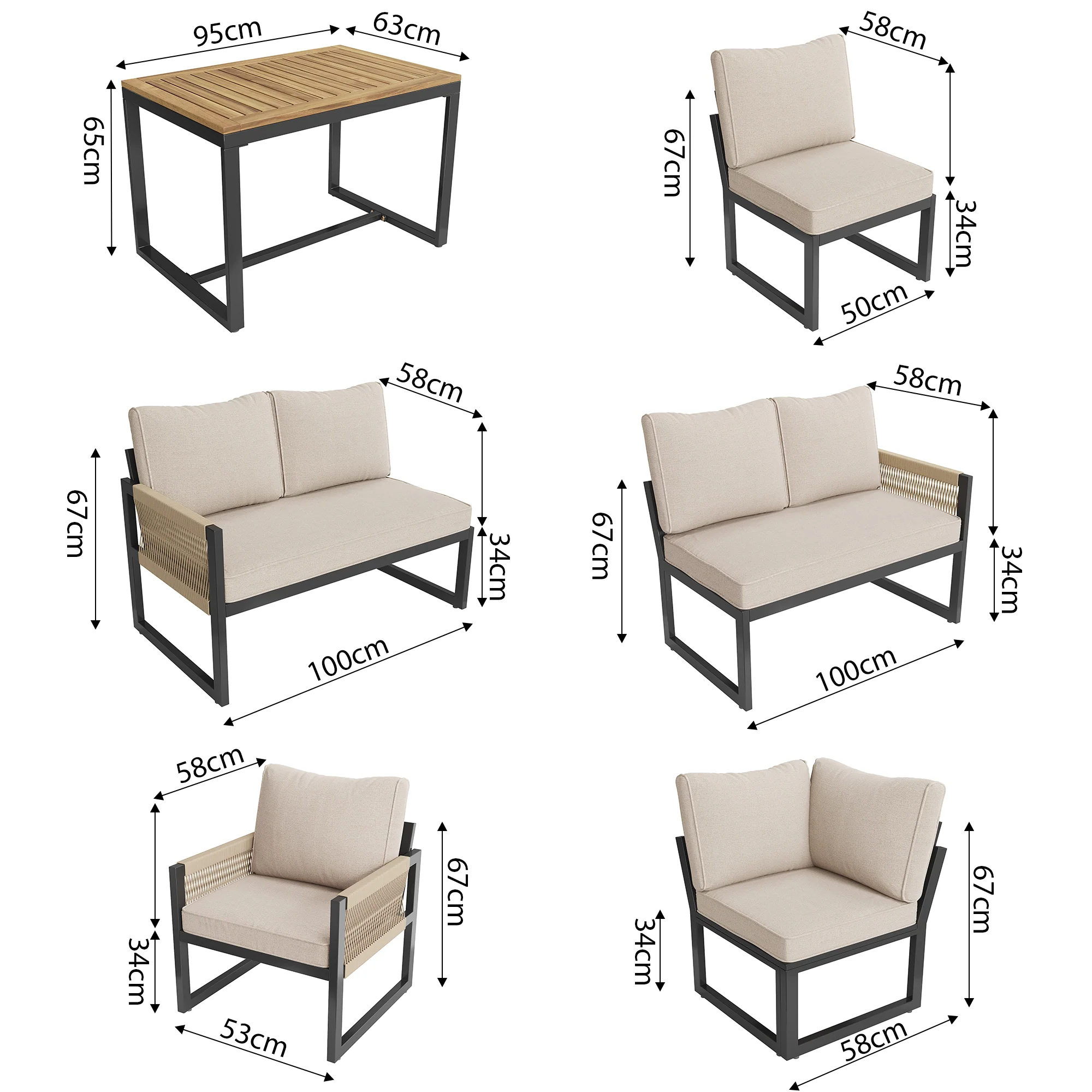 Garden Dining Set 7-8 People Lounge Weatherproof - Image 9