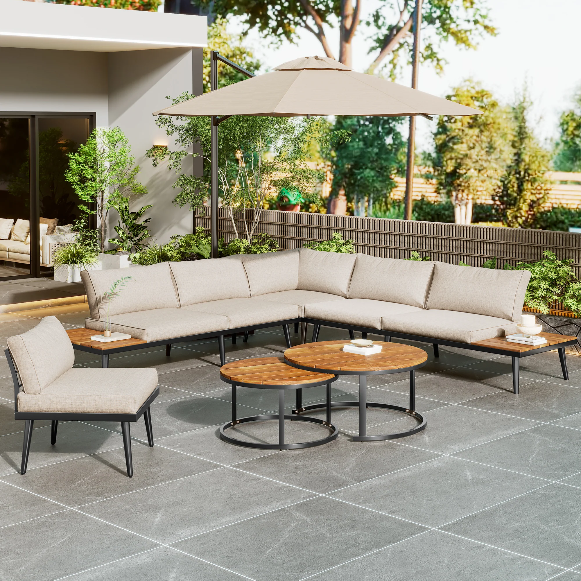 Garden Lounge Dining Set 6-Piece 5-6 Seater - Galvanized Iron