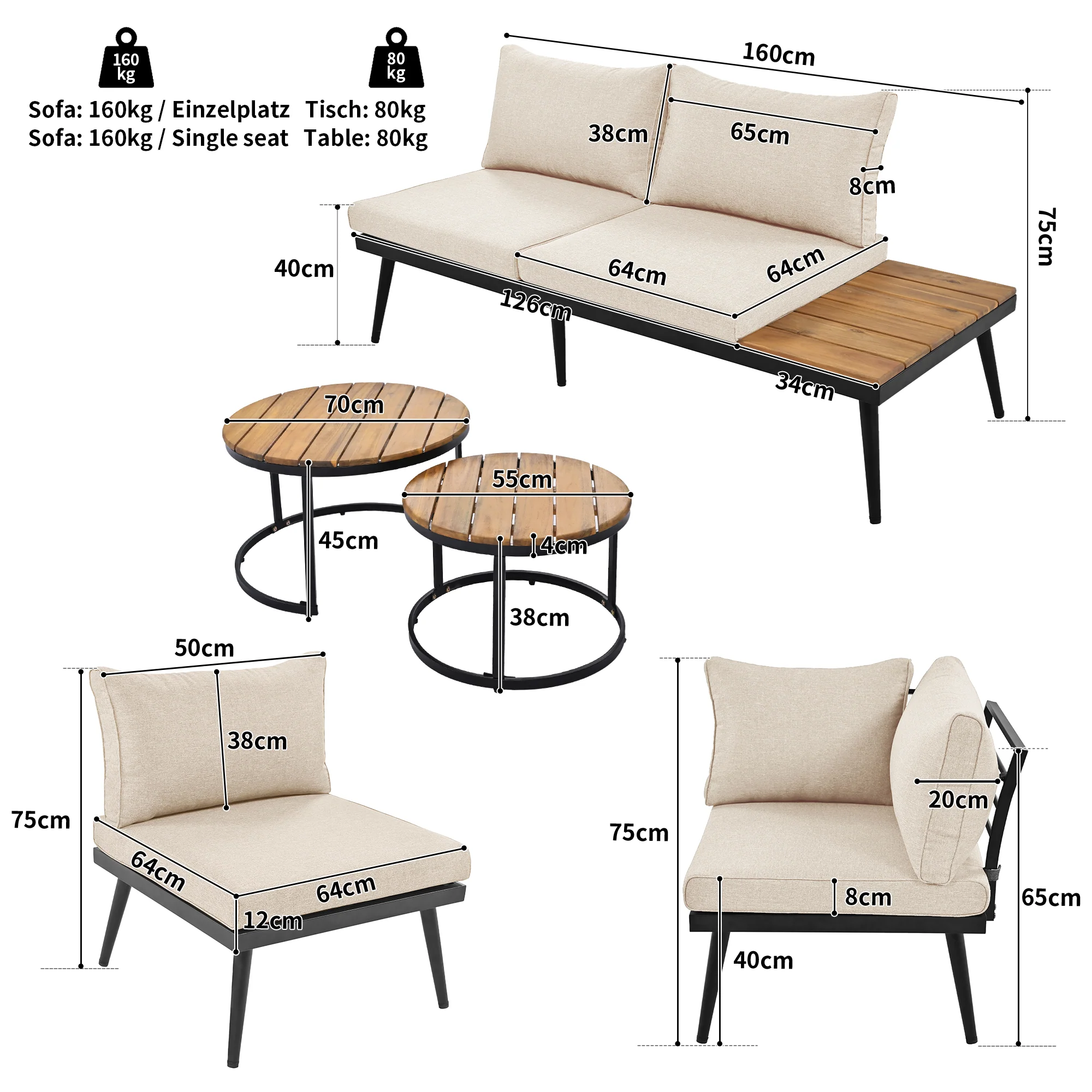 Garden Lounge Dining Set 6-Piece 5-6 Seater - Galvanized Iron - Image 10