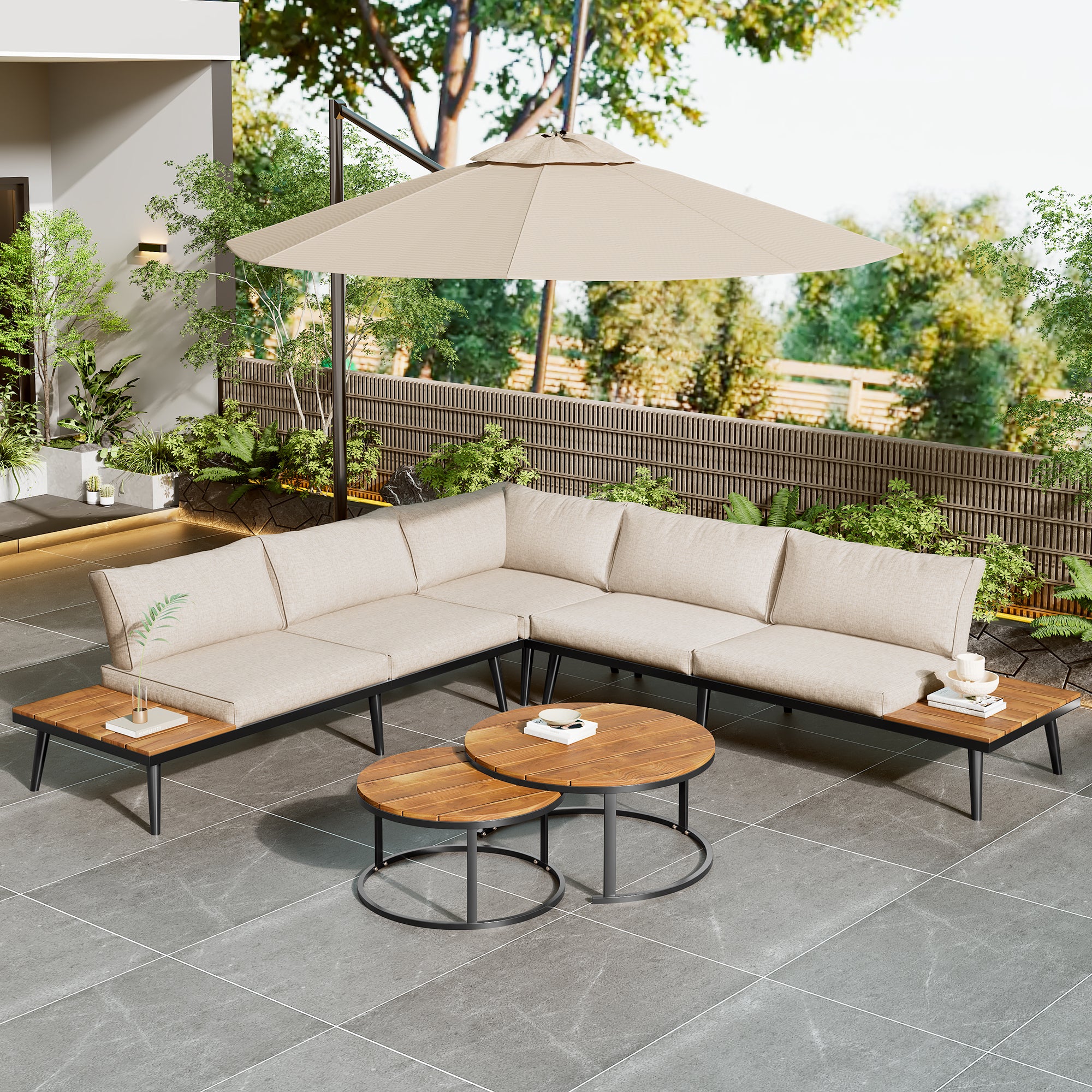 Garden Lounge Dining Set 6-Piece 5-6 Seater - Galvanized Iron - Image 3