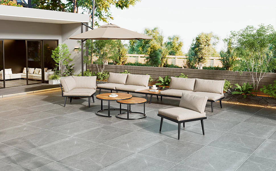 Garden Lounge Dining Set 6-Piece 5-6 Seater - Galvanized Iron - Image 4