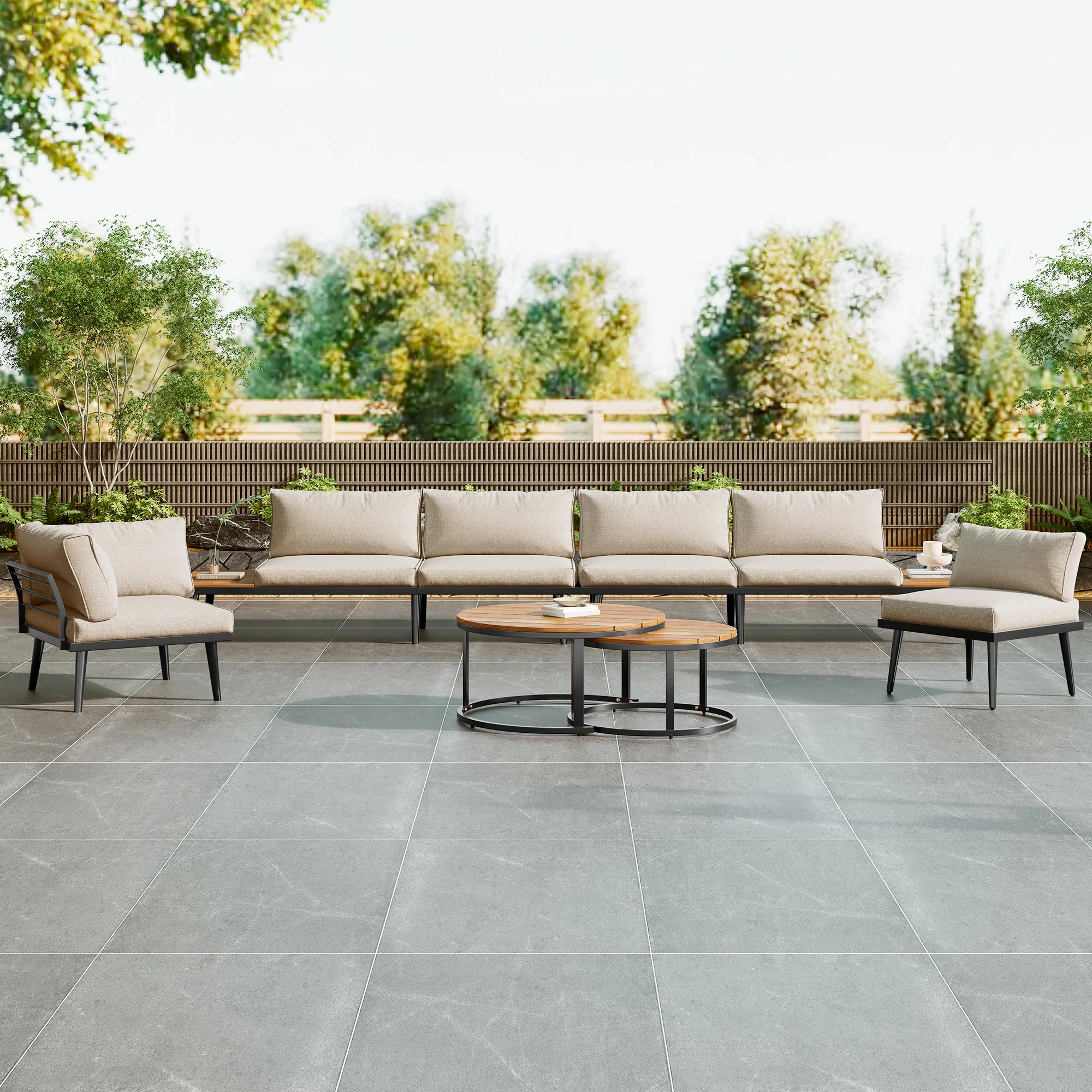 Garden Lounge Dining Set 6-Piece 5-6 Seater - Galvanized Iron - Image 5
