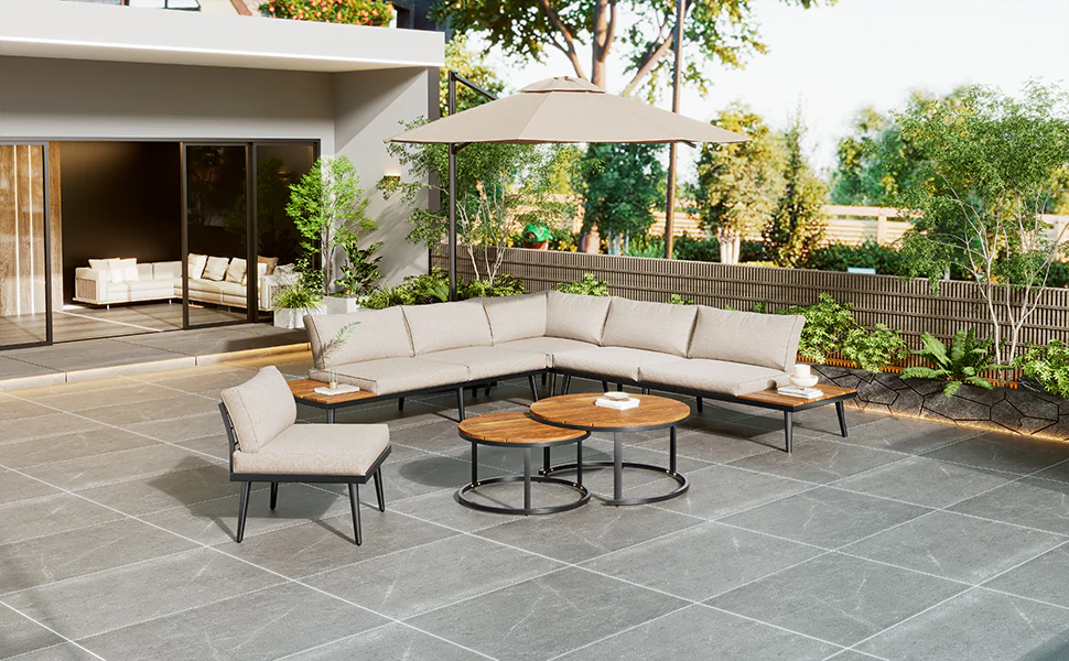 Garden Lounge Dining Set 6-Piece 5-6 Seater - Galvanized Iron - Image 6