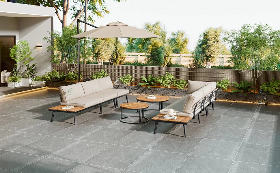 Garden Lounge Dining Set 6-Piece 5-6 Seater - Galvanized Iron - Image 7