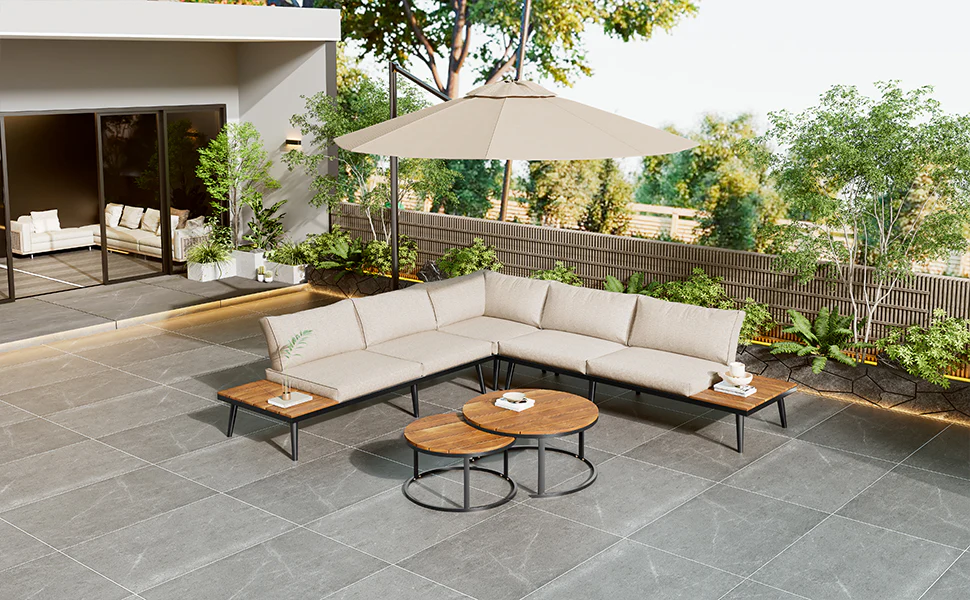 Garden Lounge Dining Set 6-Piece 5-6 Seater - Galvanized Iron - Image 8