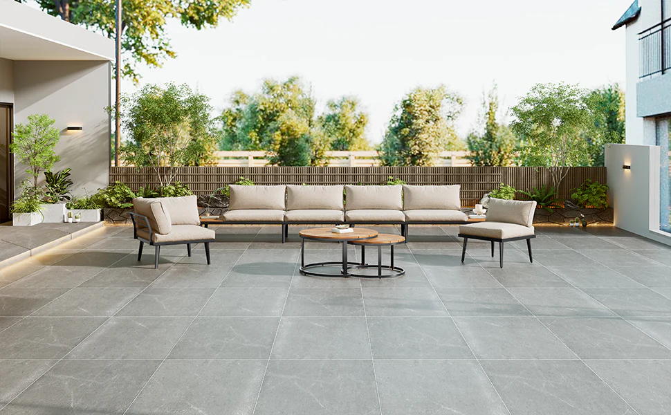 Garden Lounge Dining Set 6-Piece 5-6 Seater - Galvanized Iron - Image 9