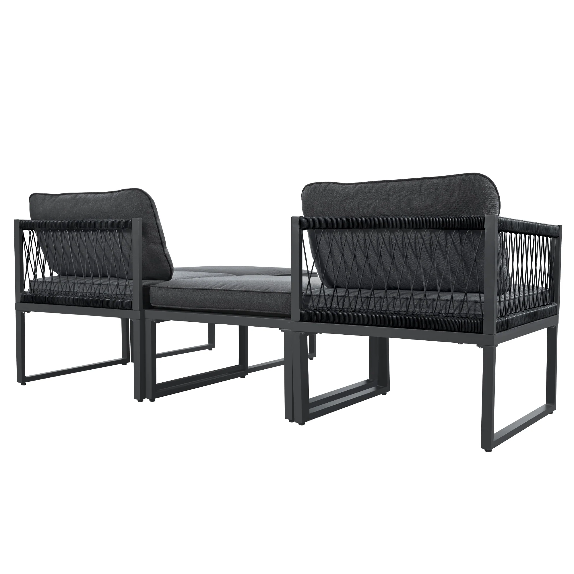 Garden Lounge Set 2 Sofas 2 Footstools - Adjustable - Image 10