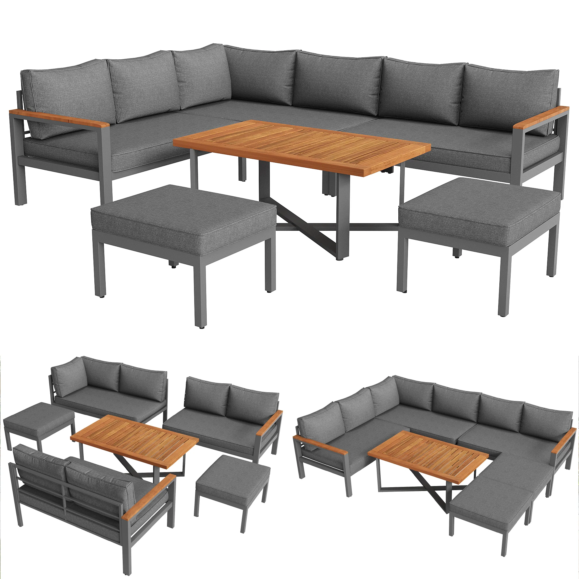 Garden Lounge Set 7-8 Seater Weatherproof - Galvanized Iron Frame - Image 3