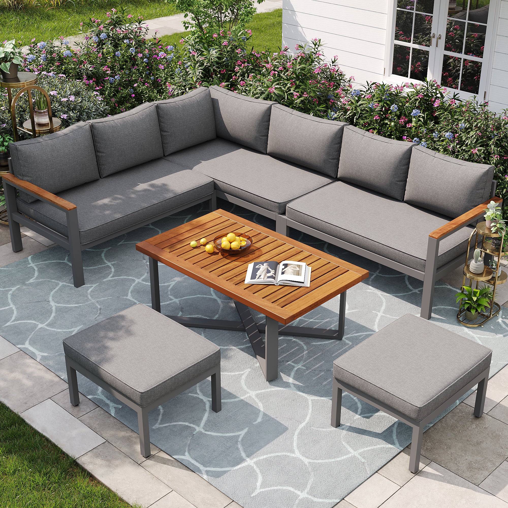 Garden Lounge Set 7-8 Seater Weatherproof - Galvanized Iron Frame - Image 5