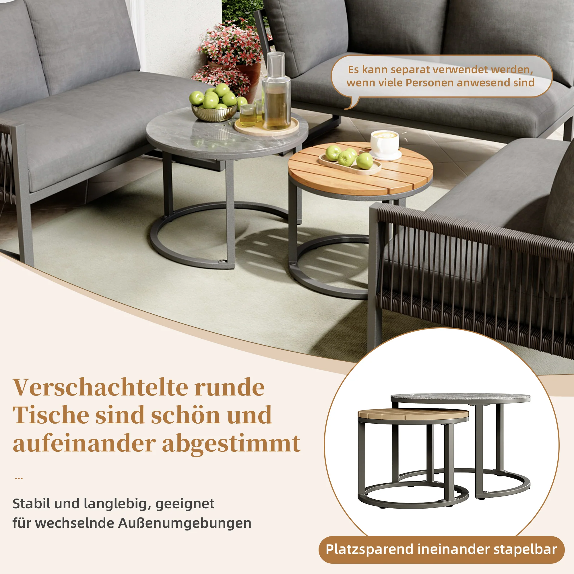 Garden Lounge Set Corner Sofa 6-7 Seater Adjustable Legs - Grey - Image 9