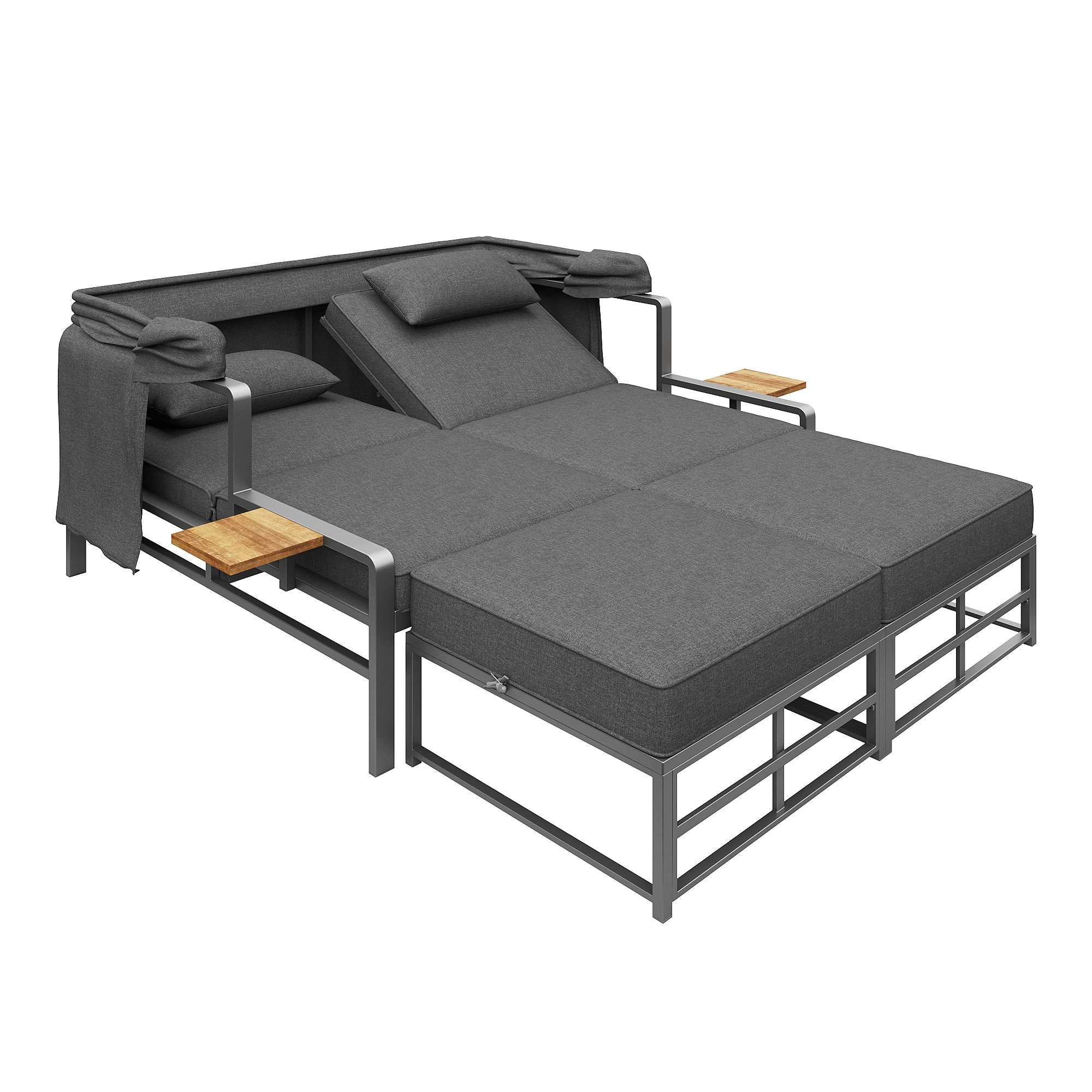 Garden Lounge Set Sun Lounger 2-4 Person with Foldable Sunshade - Image 10