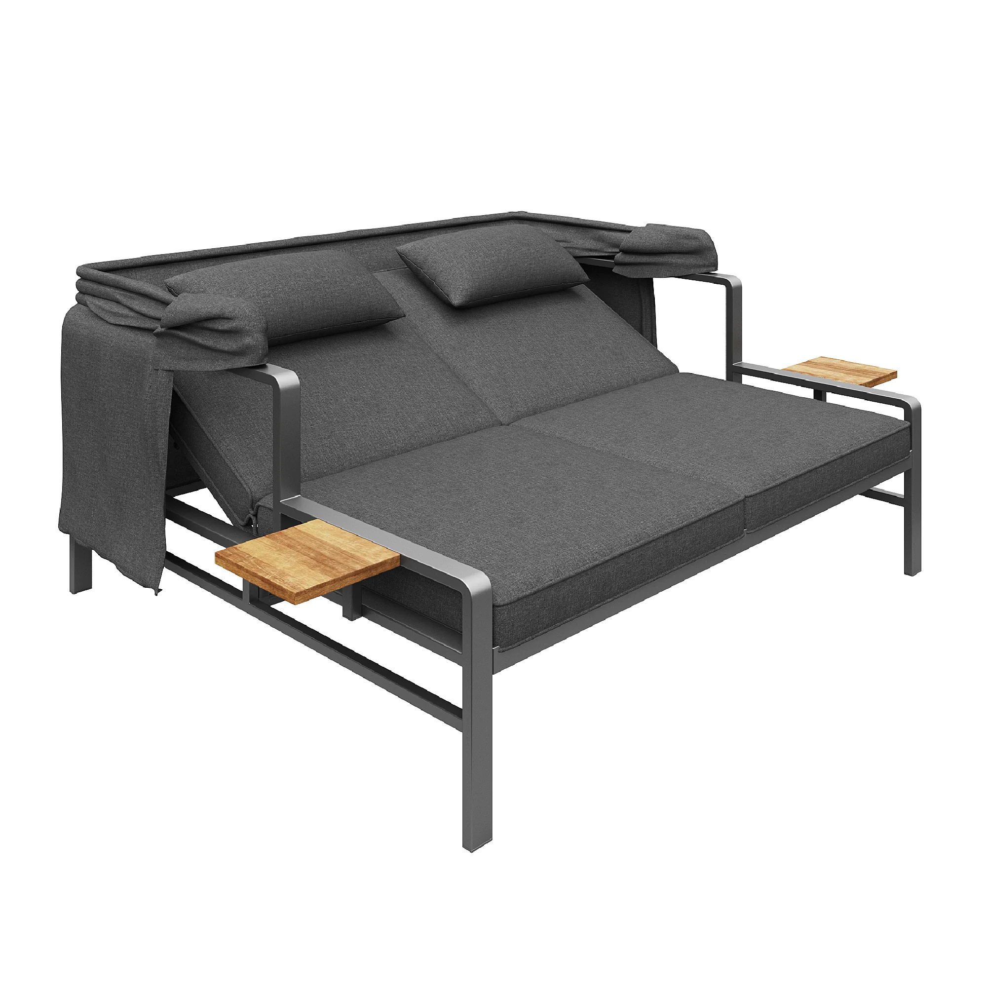 Garden Lounge Set Sun Lounger 2-4 Person with Foldable Sunshade - Image 7
