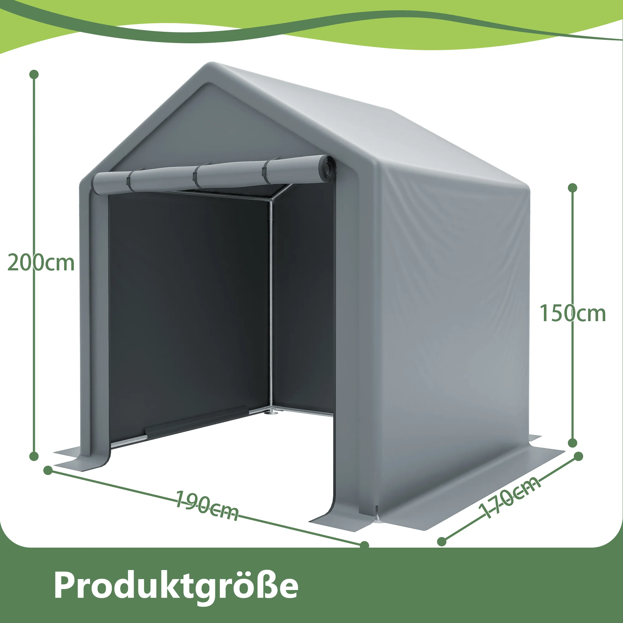 Garden Shed 190x170x200cm Storage Garage for Bicycles Tools - Dark Grey - Image 2