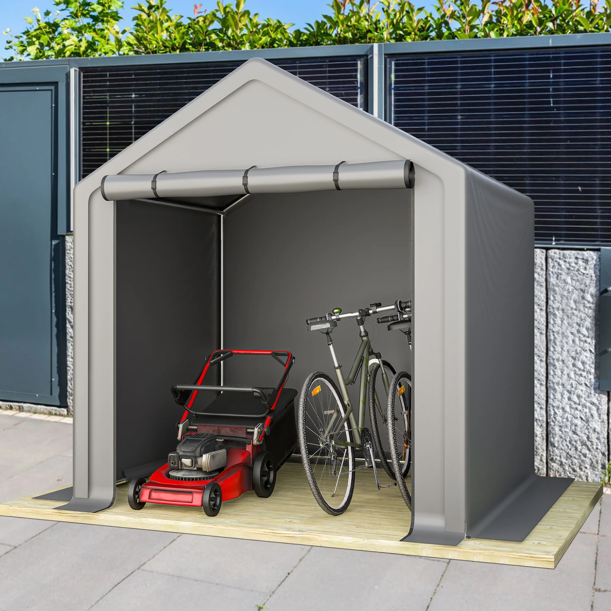Garden Shed 190x170x200cm Storage Garage for Bicycles Tools - Dark Grey - Image 6