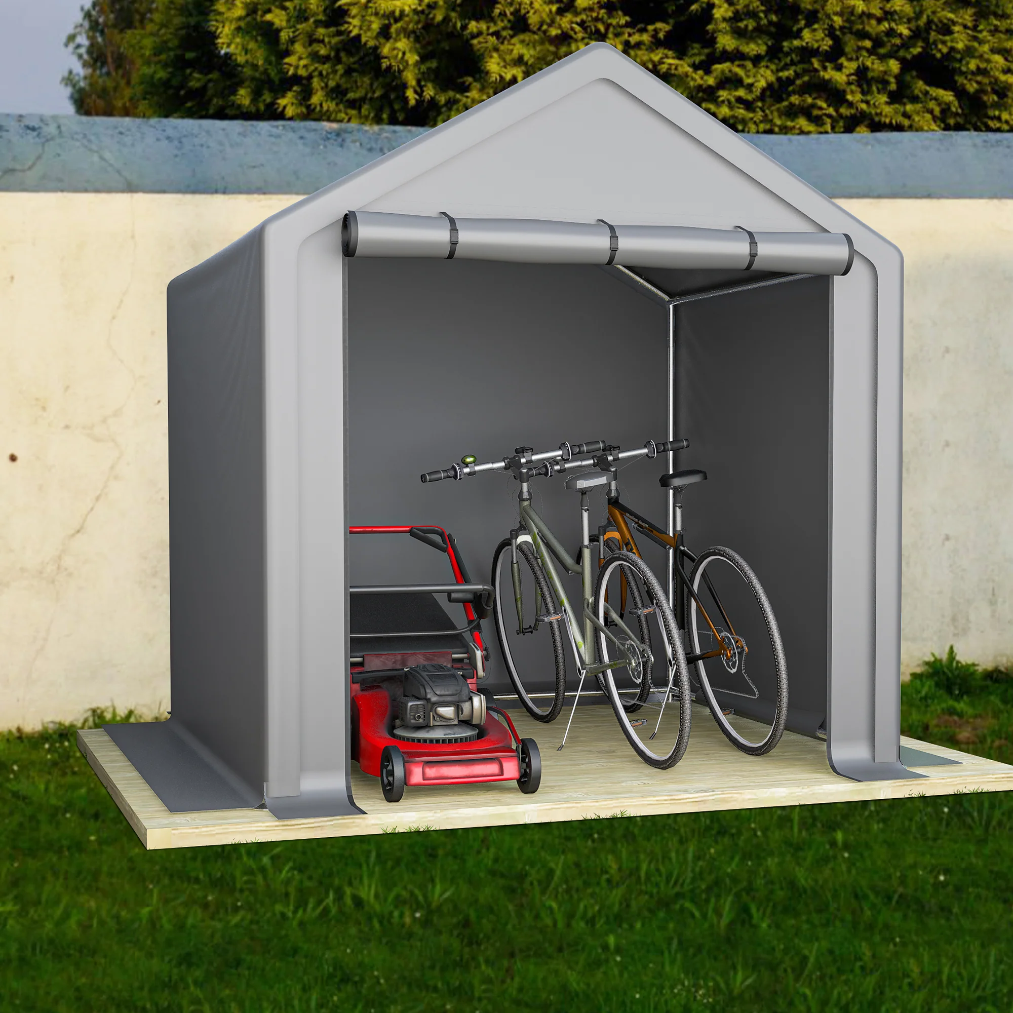 Garden Shed 190x170x200cm Storage Garage for Bicycles Tools - Dark Grey - Image 8